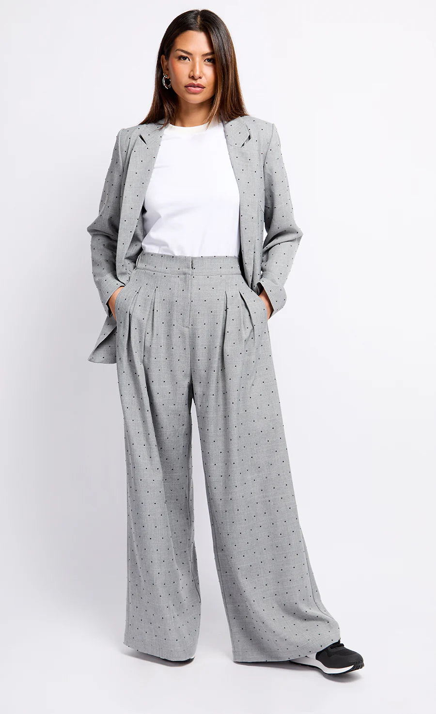 Gloria Diamante Trousers (Grey/Black)