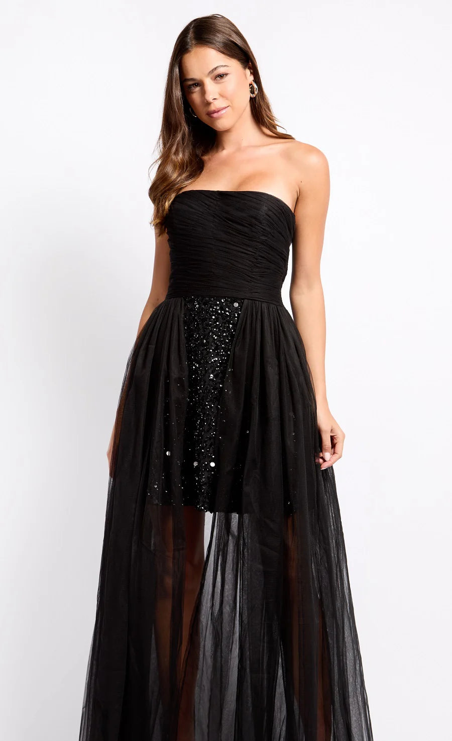 Kassandra Embellished Bandeau Maxi Dress (Black)