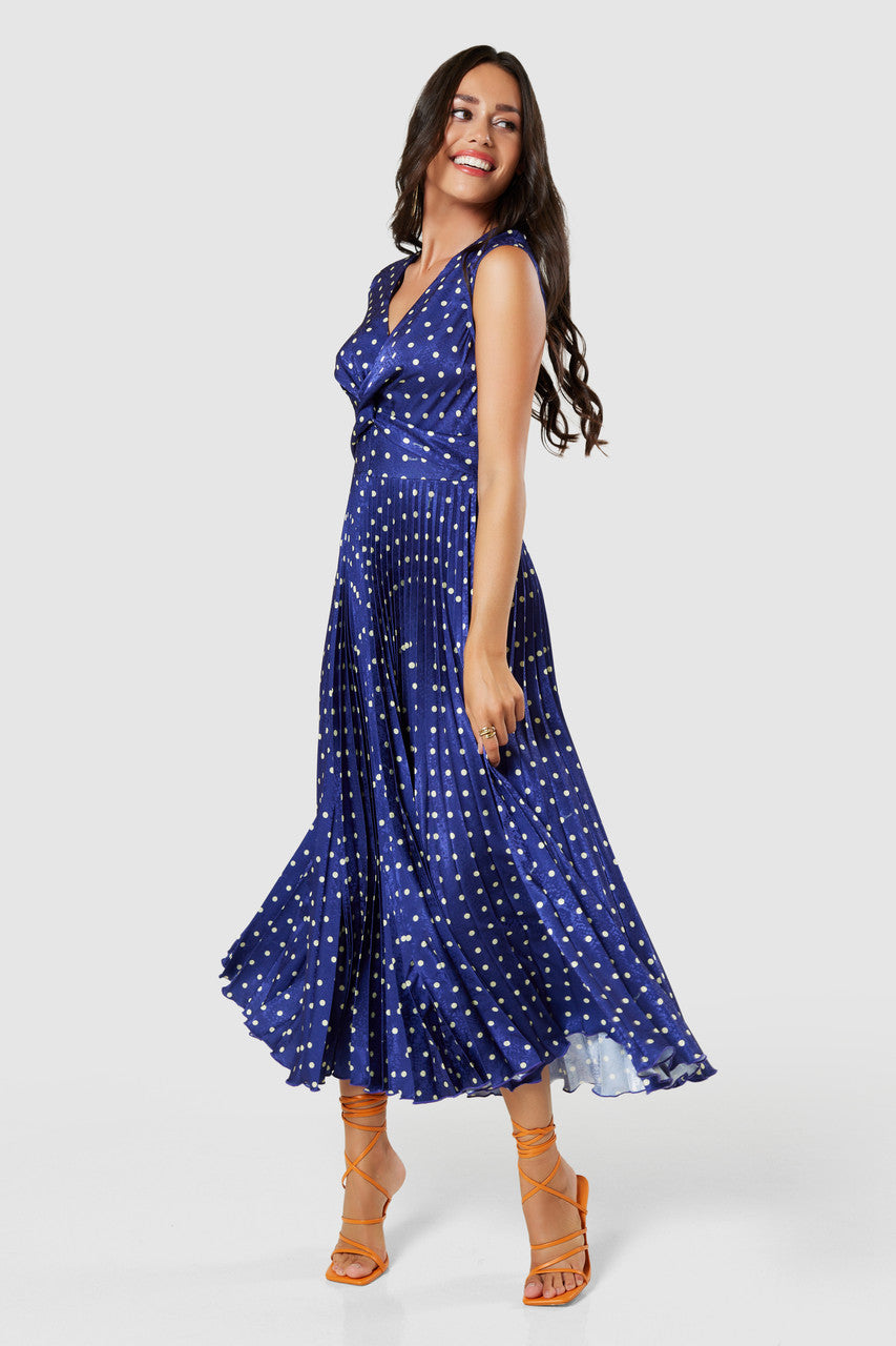 OLIVIA SPOT DRESS (NAVY BLUE)