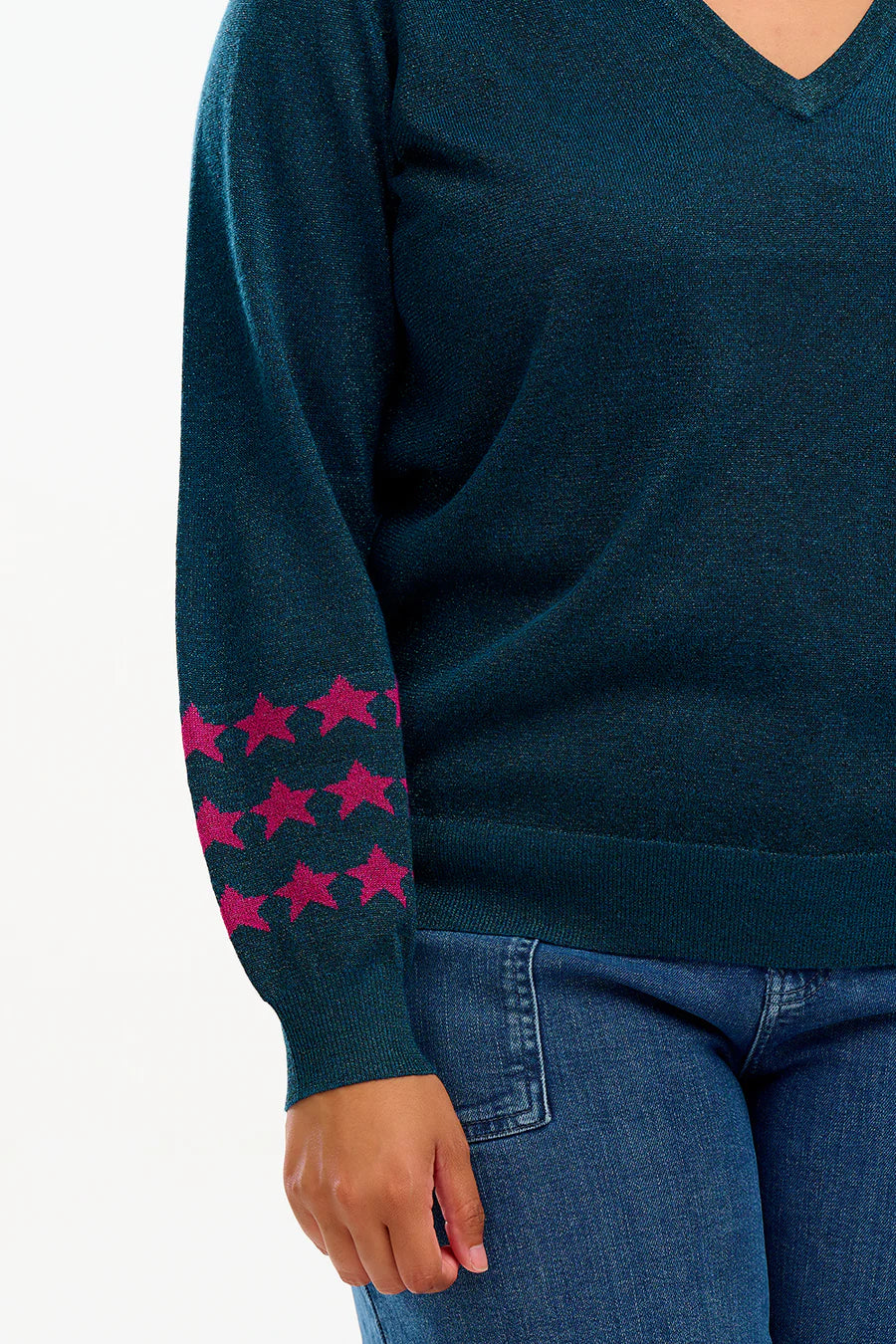 MARCELLA V-NECK JUMPER (TEAL/STARLIGHT)