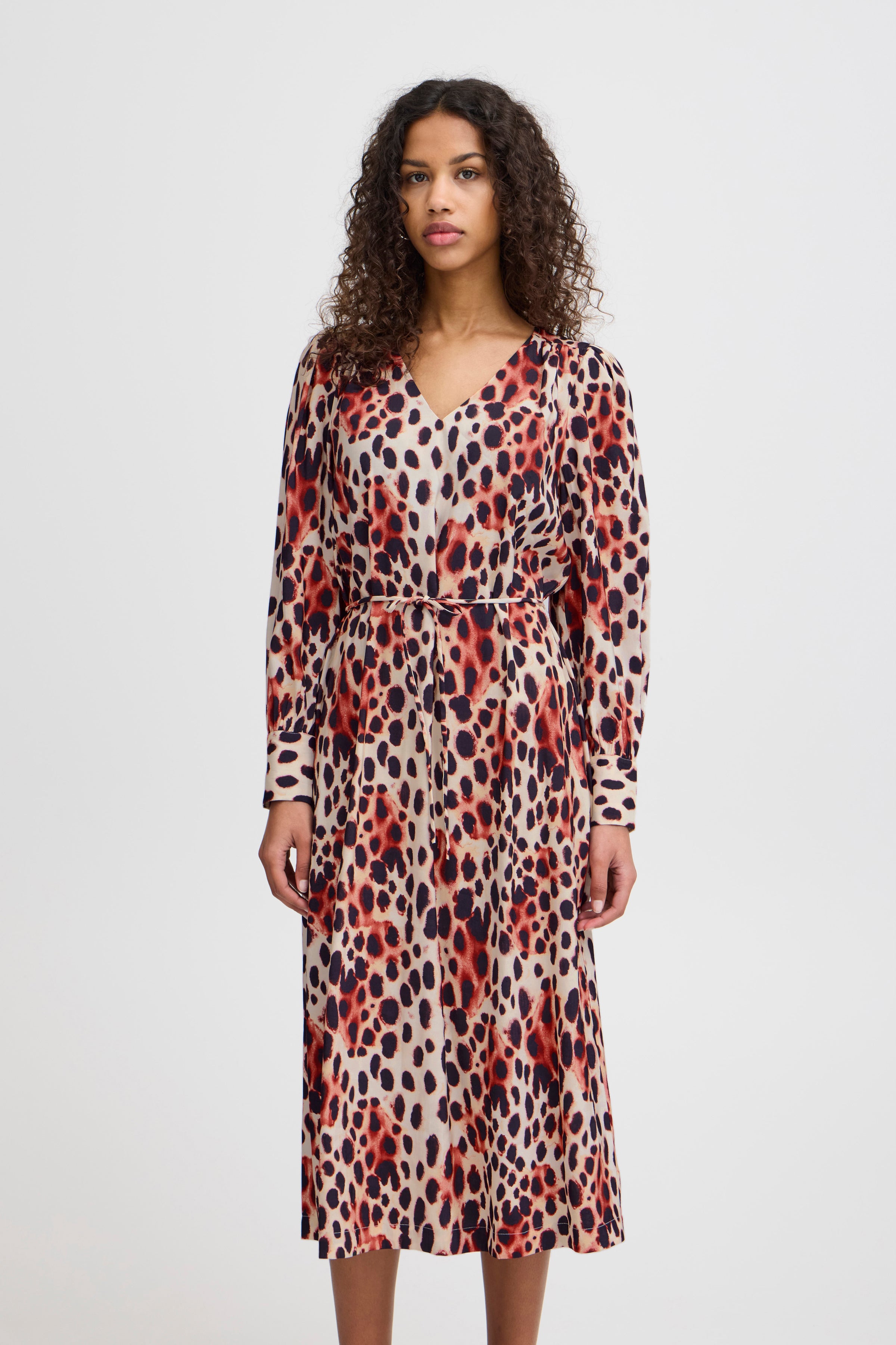 Yasmeen Midi Dress (Cranberry Animal)