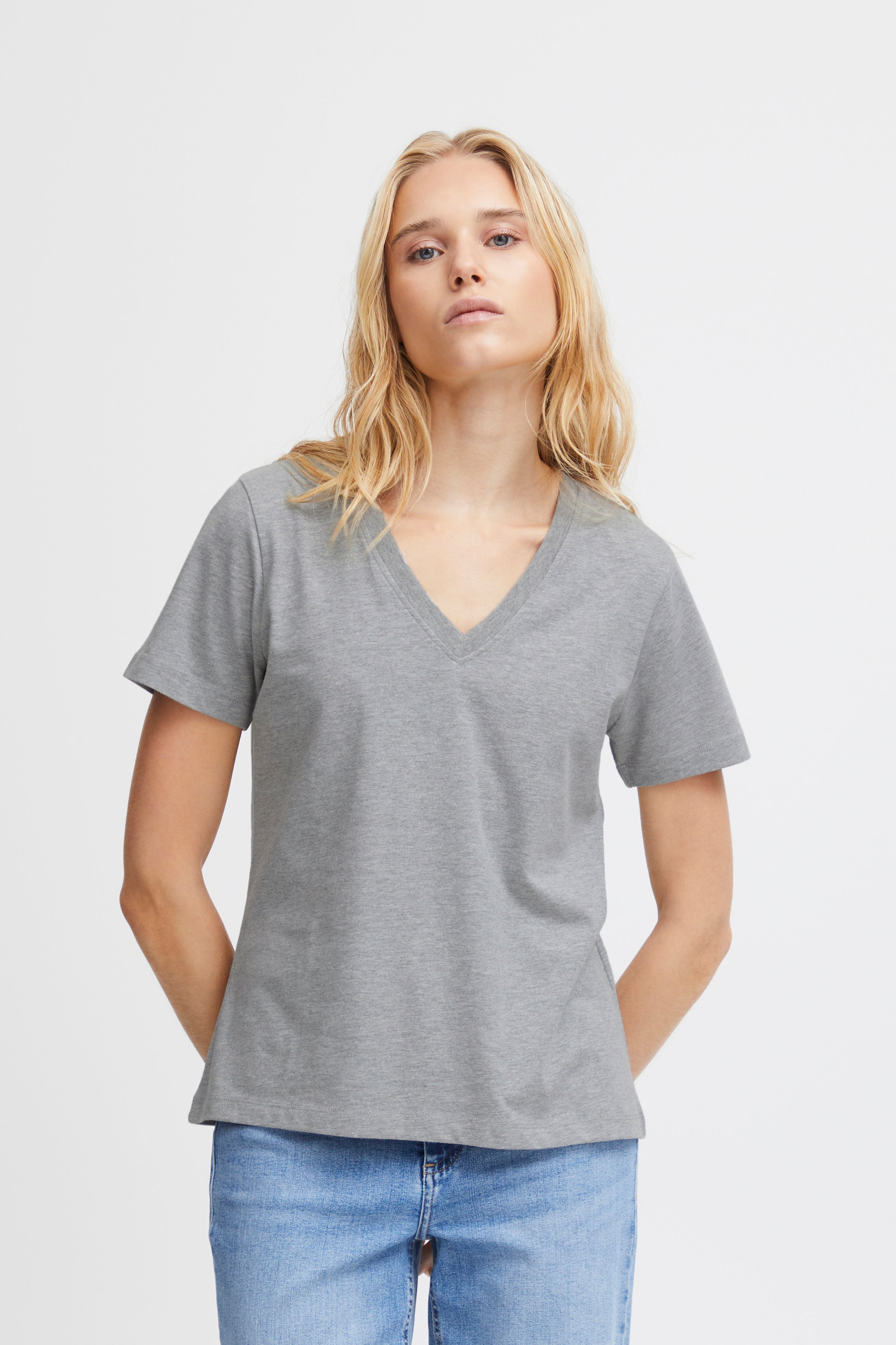 Almer V-Neck T-Shirt (Grey Melange)