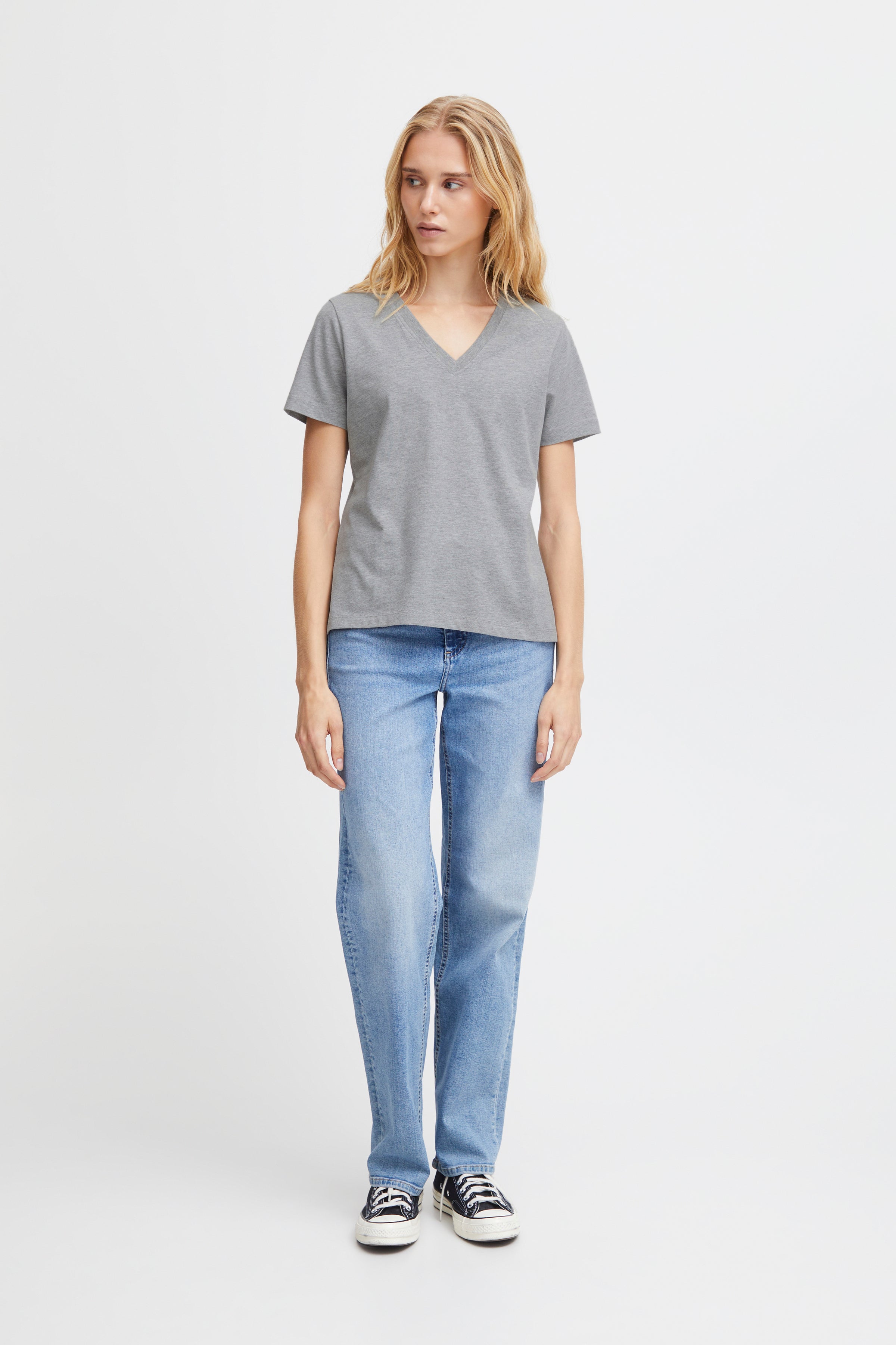 Almer V-Neck T-Shirt (Grey Melange)