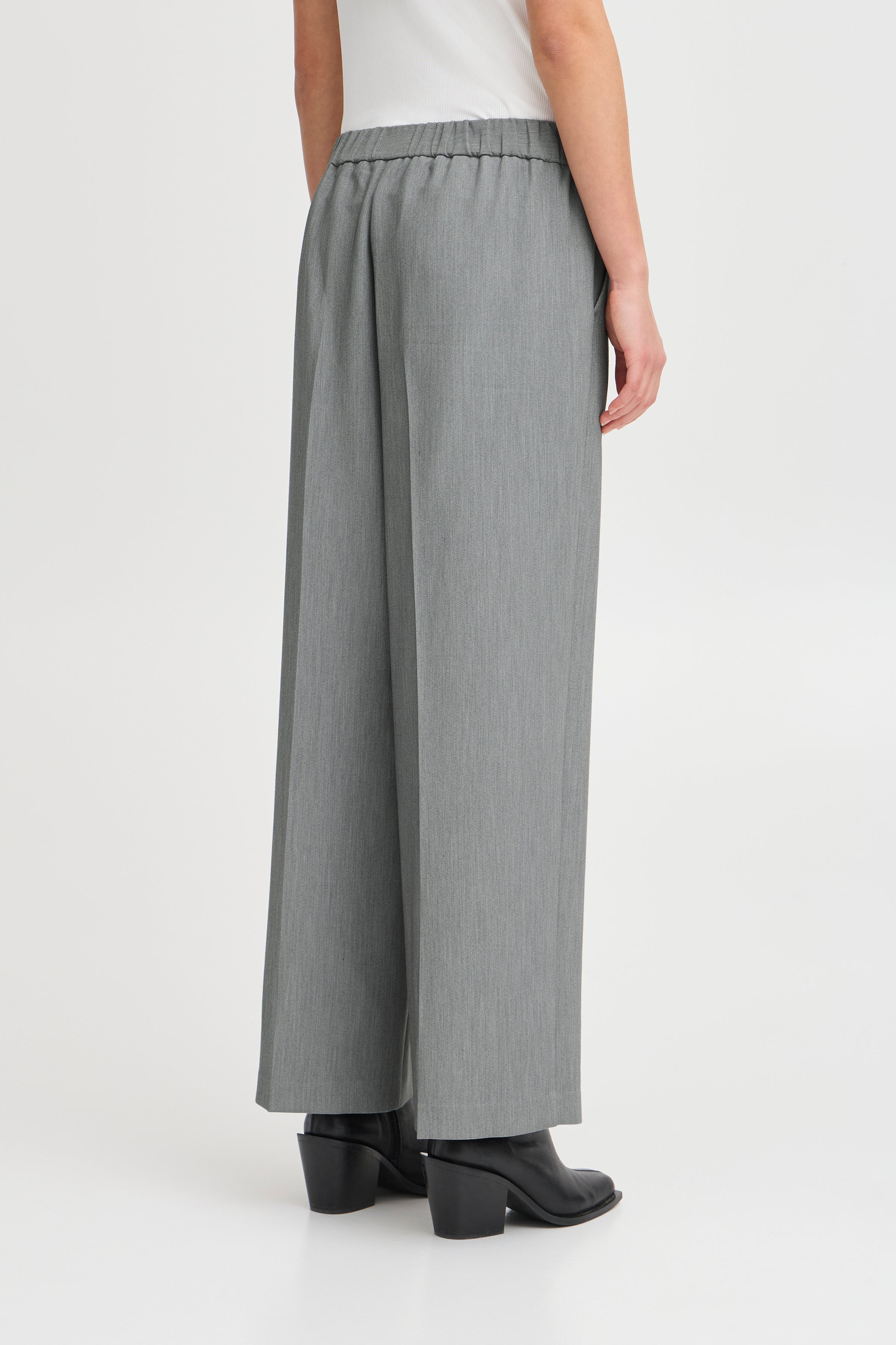 Sarla Wide Leg Trousers (Grey Melange)