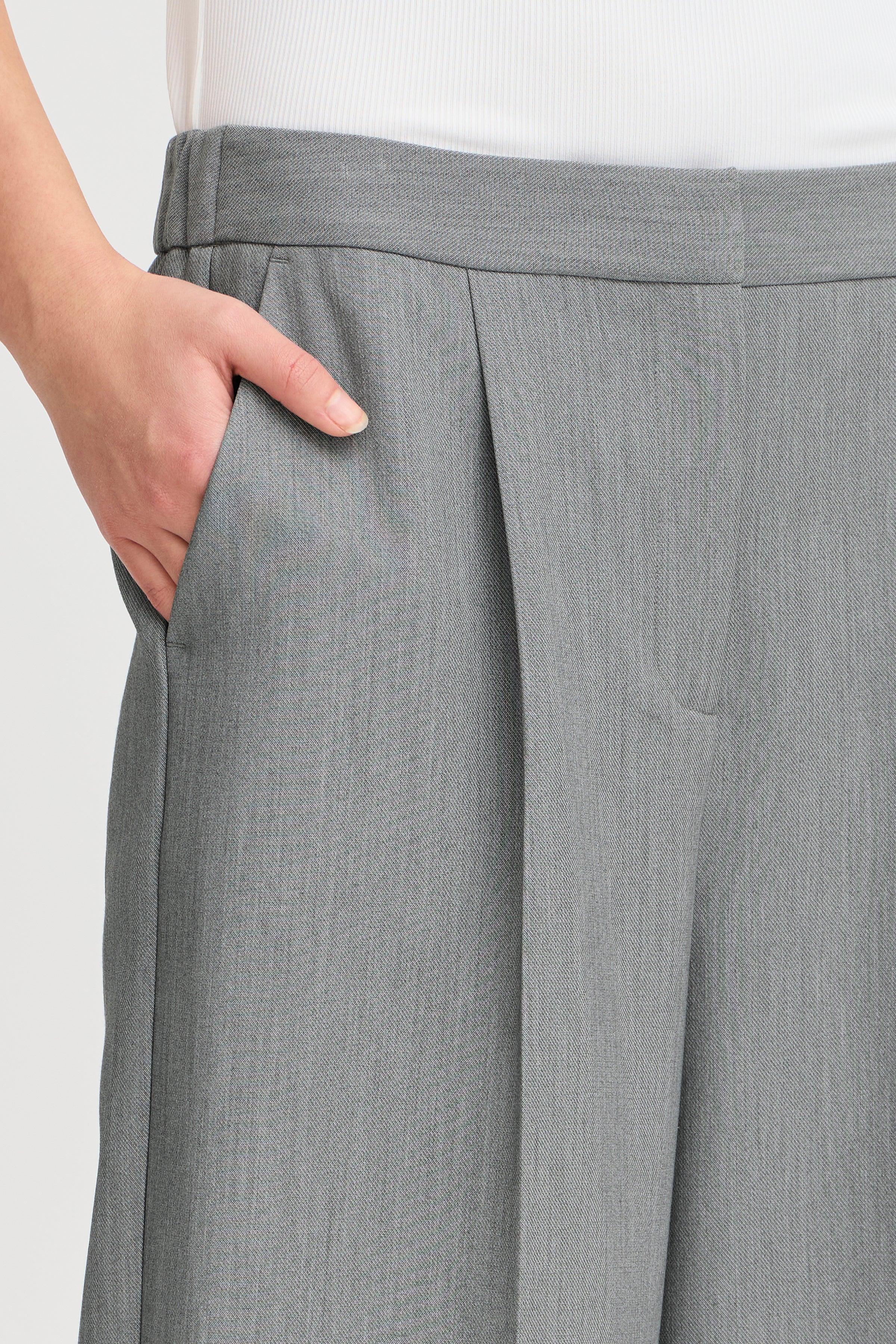 Sarla Wide Leg Trousers (Grey Melange)