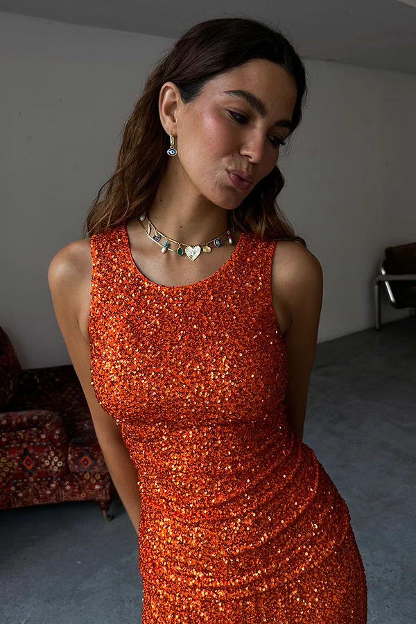 Sequin Tank Top (Rust)