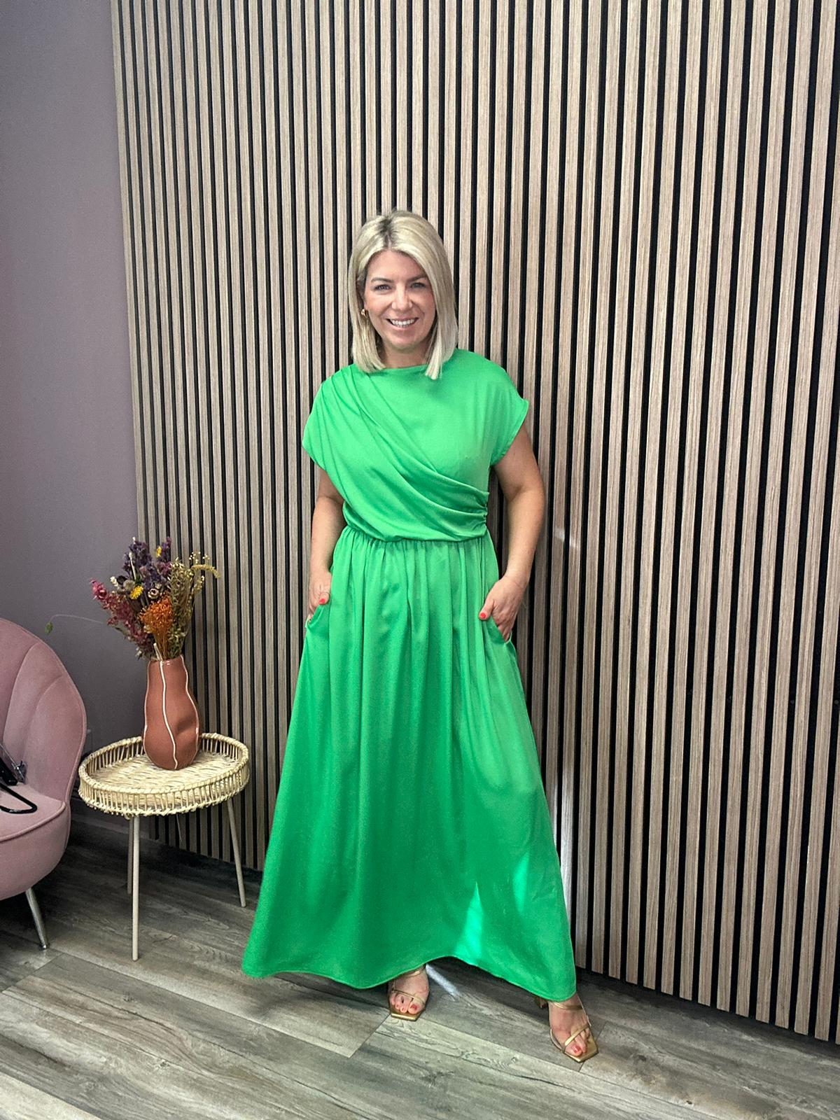 CLODAGH DRAPE MAXI DRESS (GREEN)