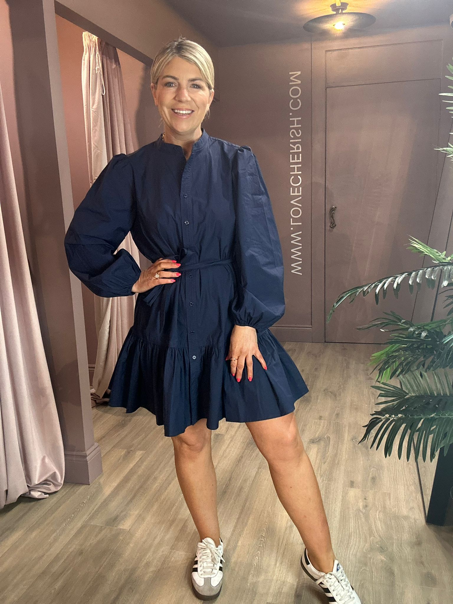 ALIZZE LONG SLEEVE MINI DRESS (NAVY BLUE)