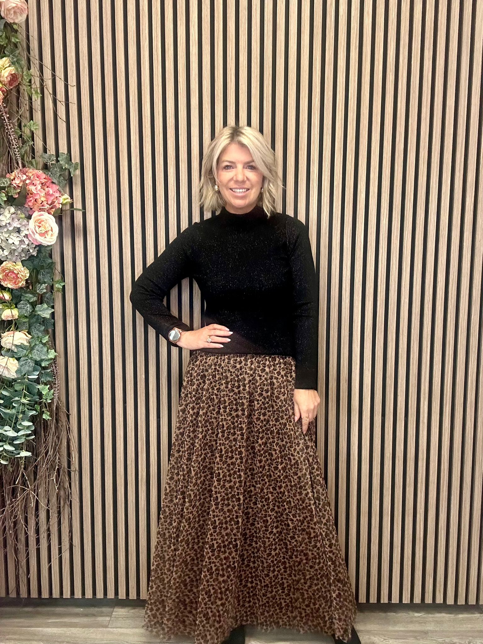 Koko Mesh Maxi Skirt (Fondue Fudge/Leo)