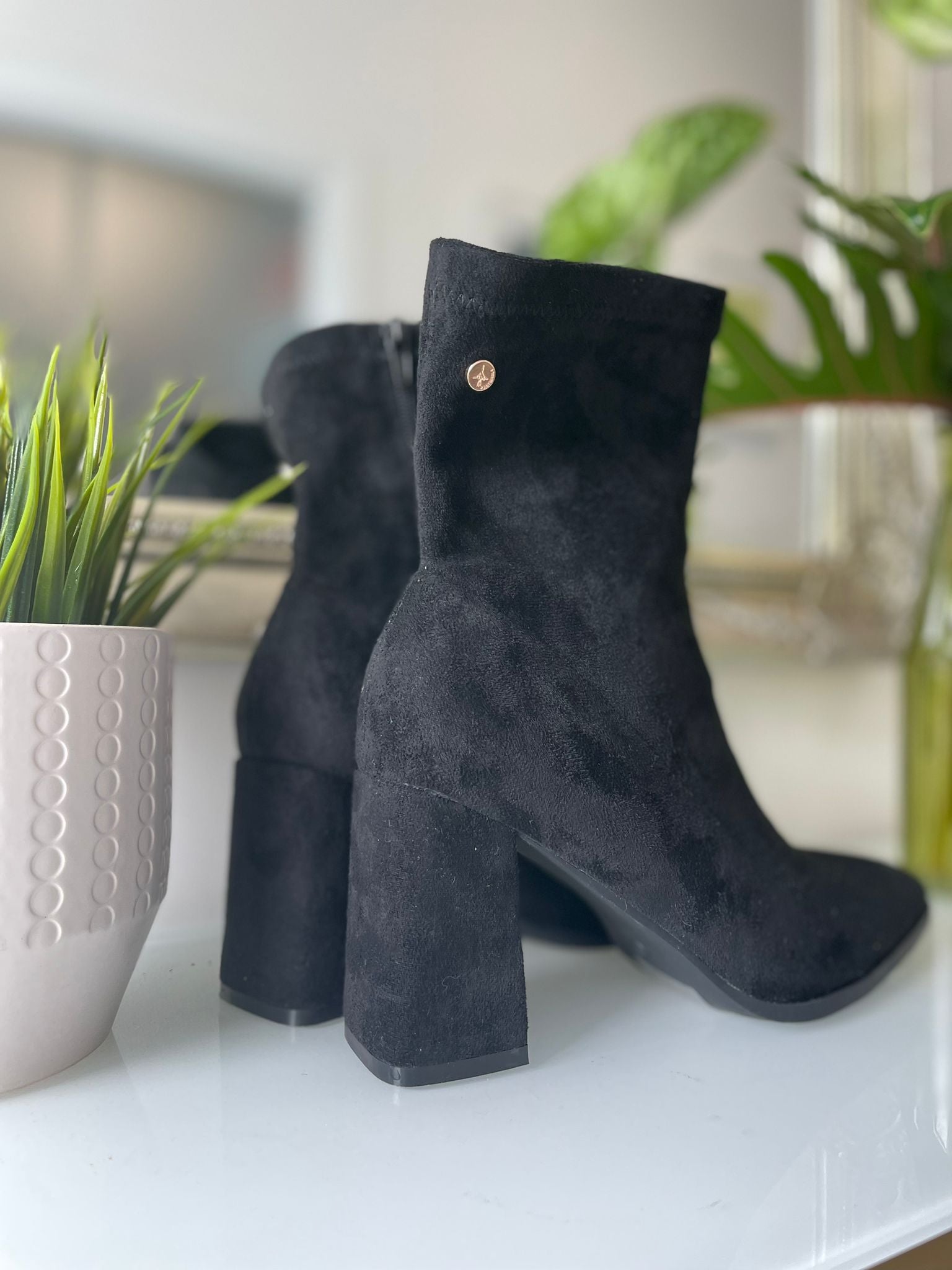 Rena Suede Sock Boot (Black)