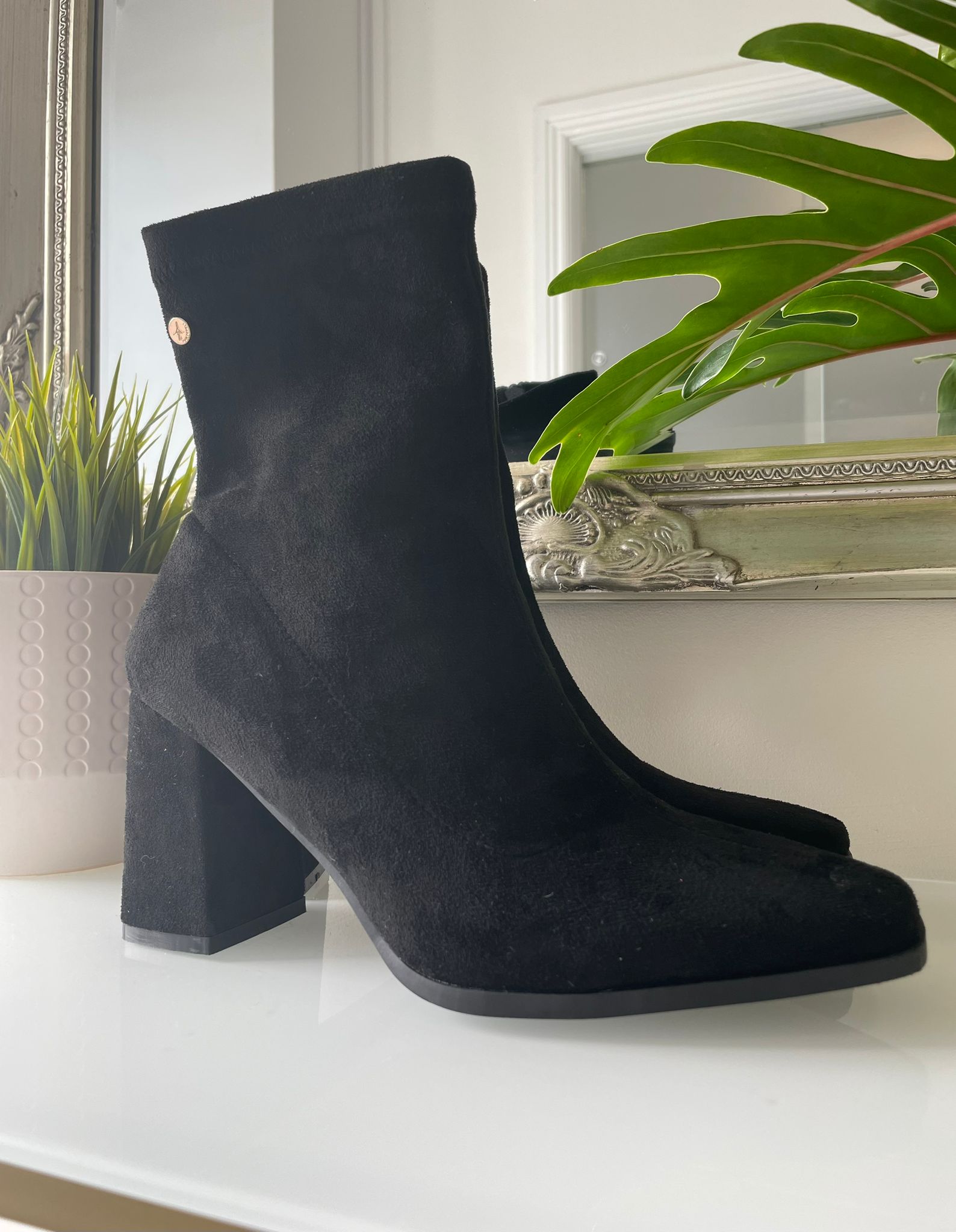 Rena Suede Sock Boot (Black)