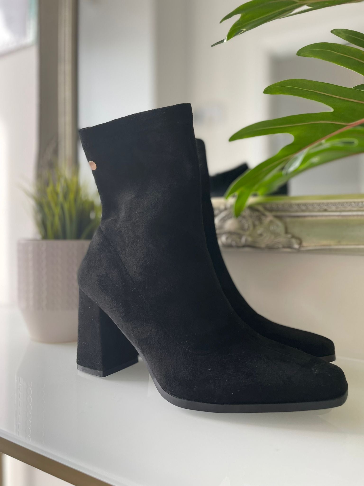 Rena Suede Sock Boot (Black)