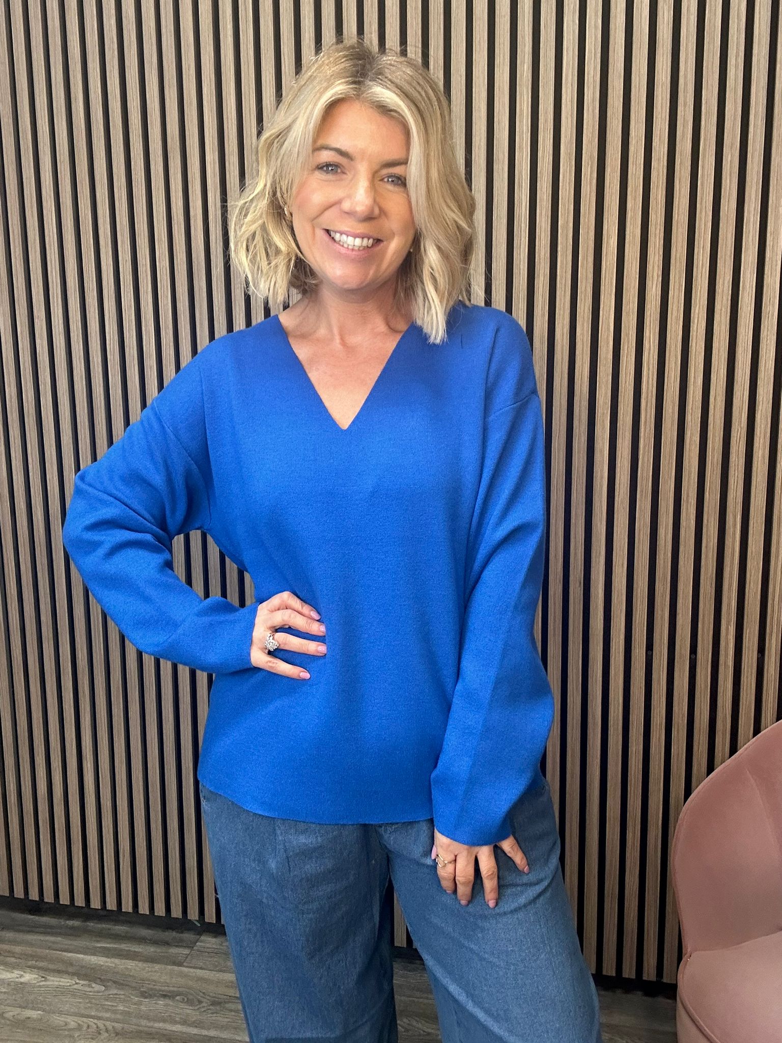 Rayna V-Neck Jumper (Lapis Blue)