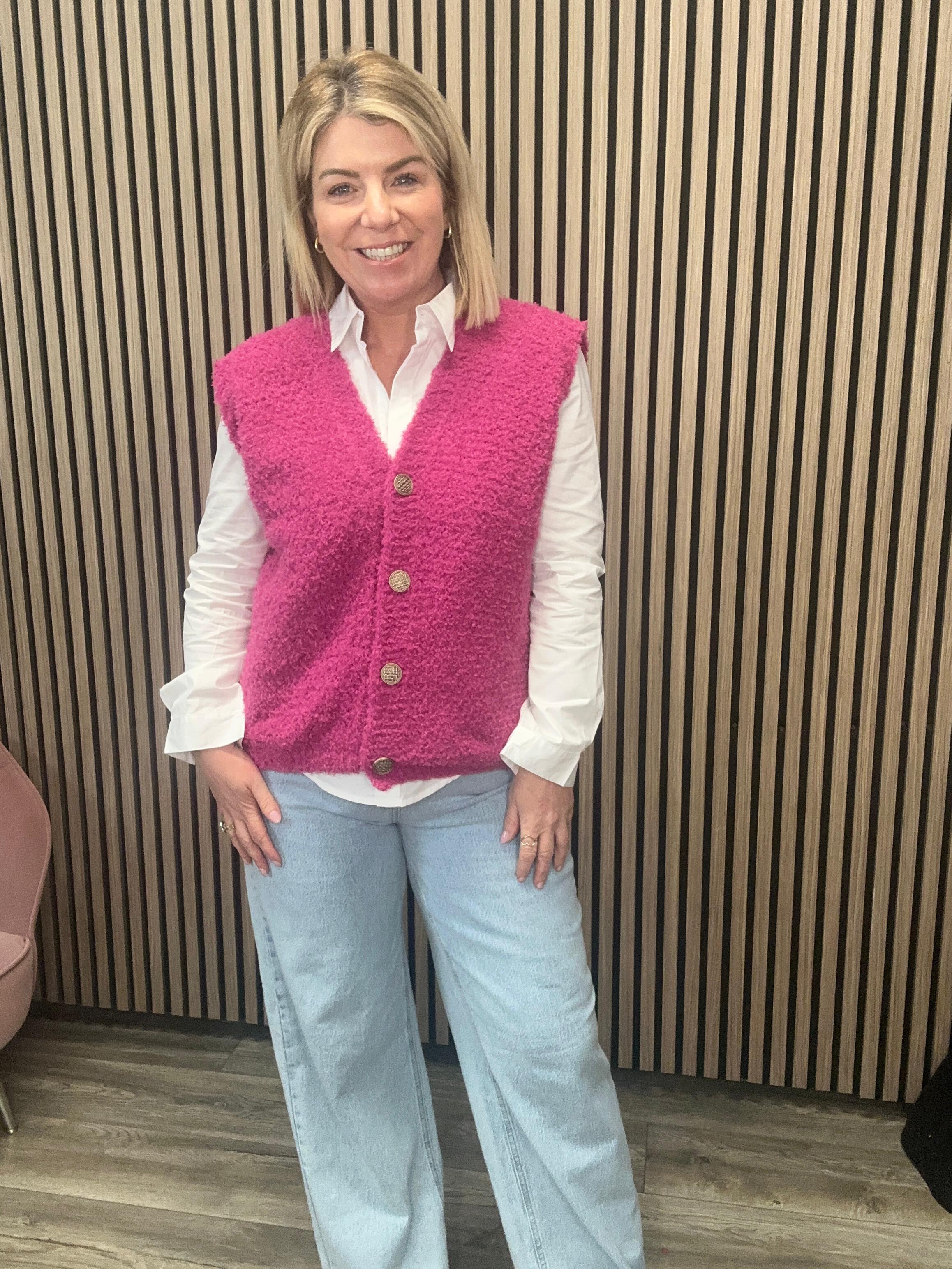 Sarah Knitted Gilet (Blush)