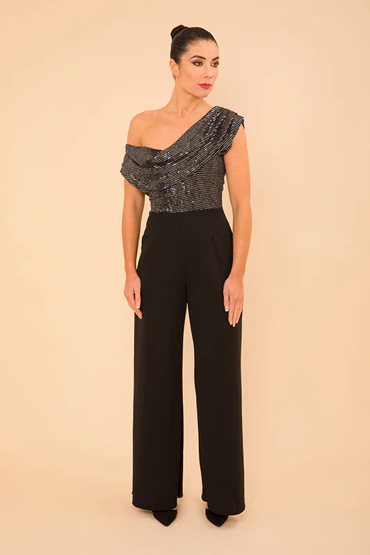 Venice Jumpsuit (Black & Gunmetal Sequin)