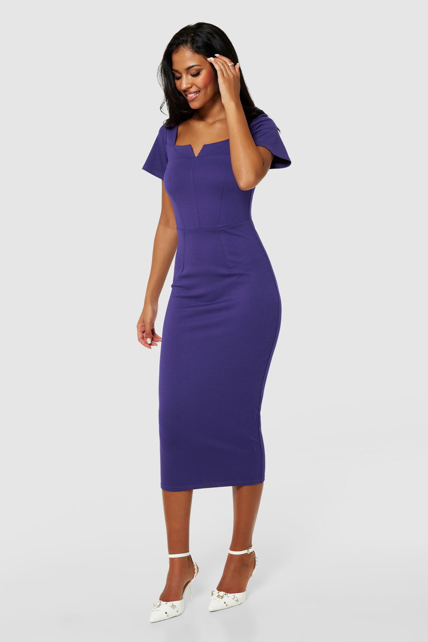 Anna Pencil Midi Dress (Purple)