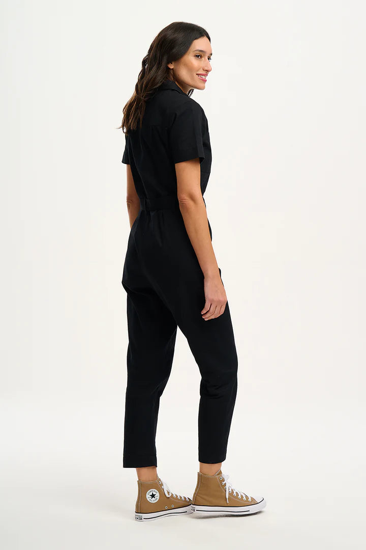 BILLY BOILERSUIT (BLACK, LEOPARD POCKET)