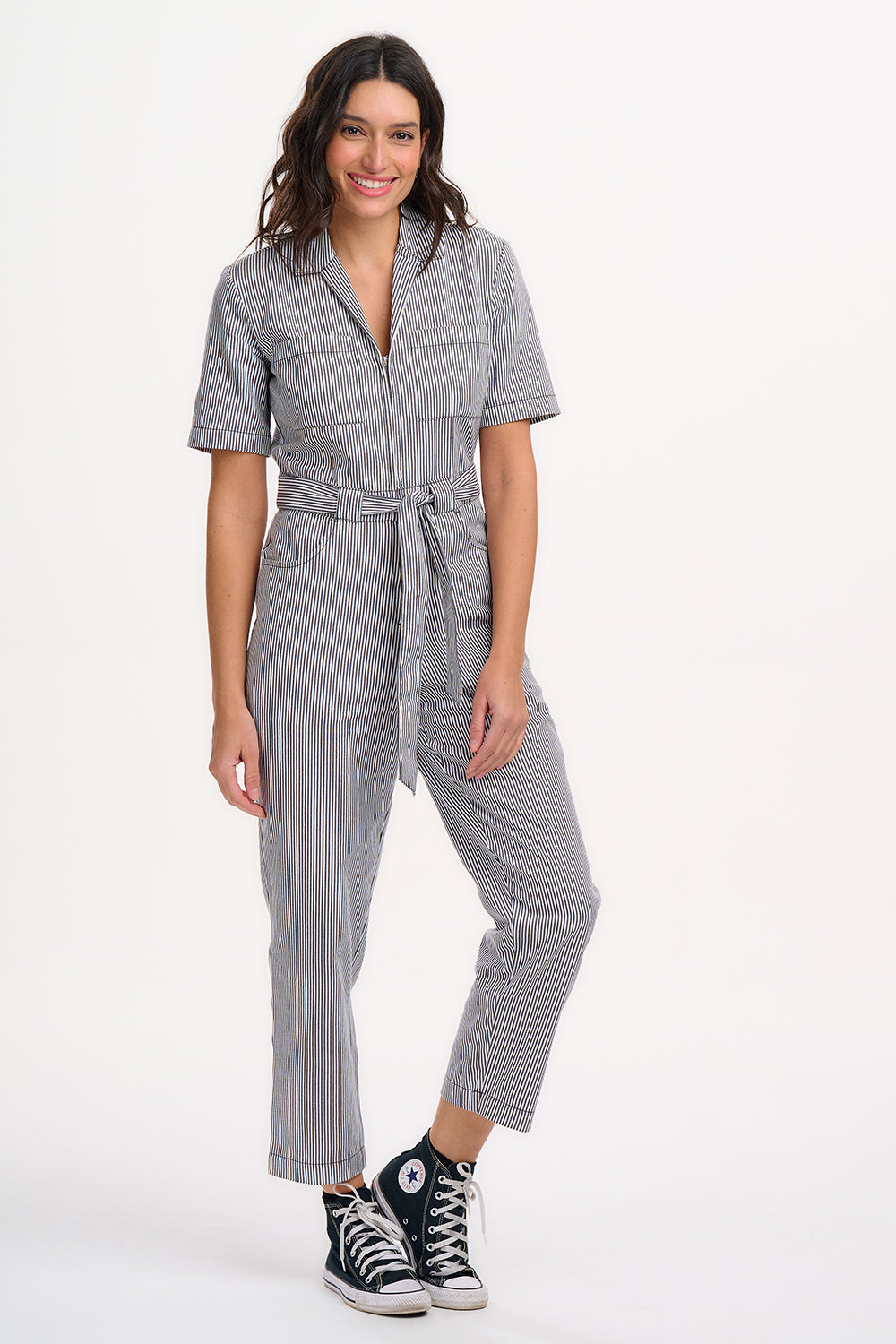 Meredith Boilersuit (Monochrome Stripe)