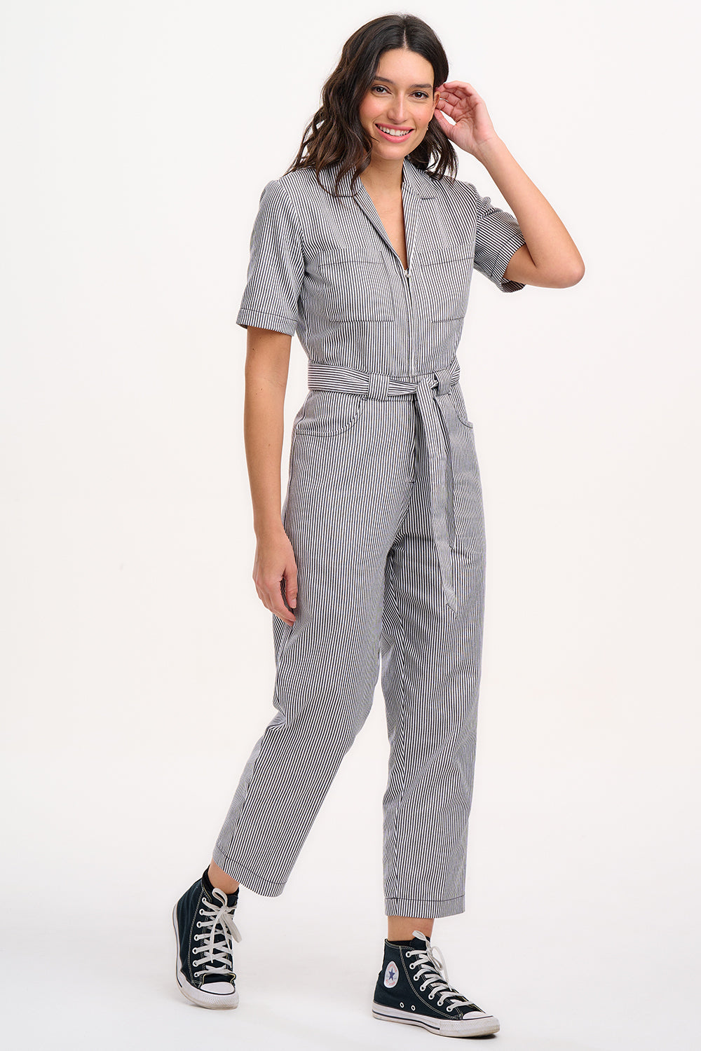 Meredith Boilersuit (Monochrome Stripe)