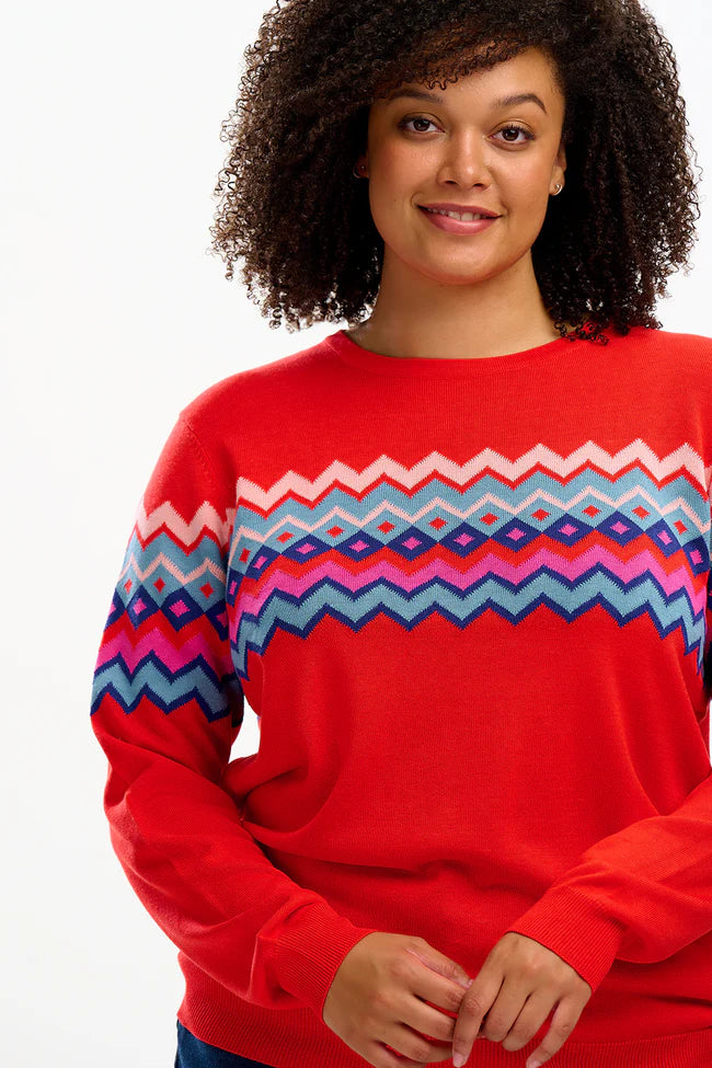 RITA JUMPER (RED/FAIRISLE STRIPE)