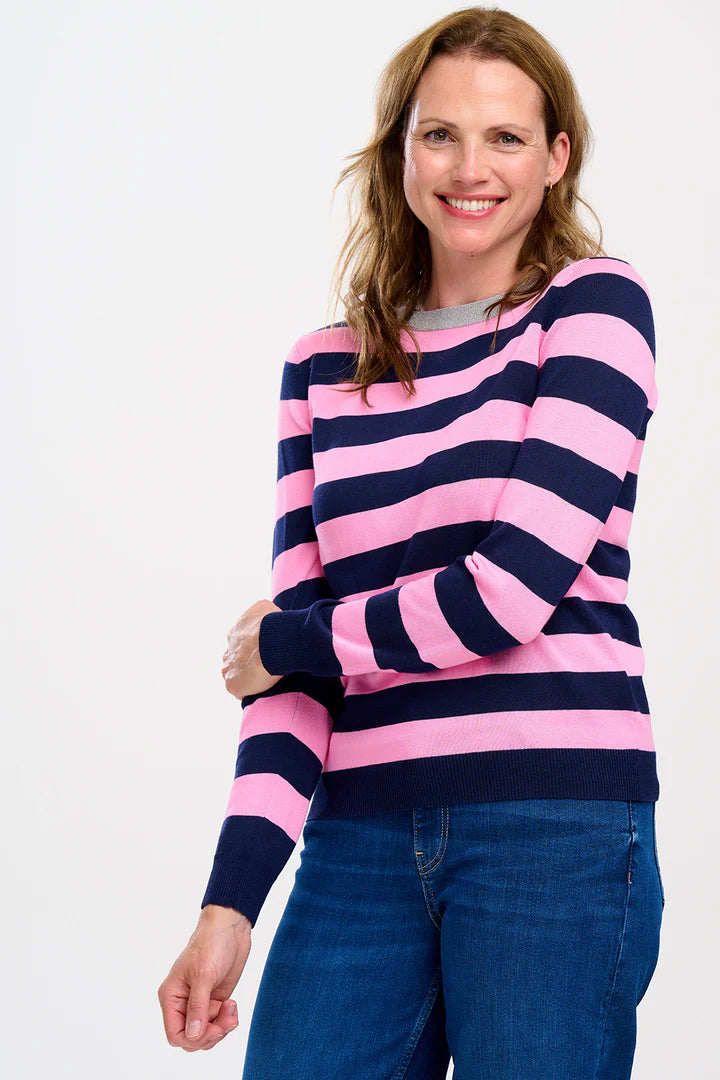 Rowena Jumper (Navy/Pink Silver Collar)