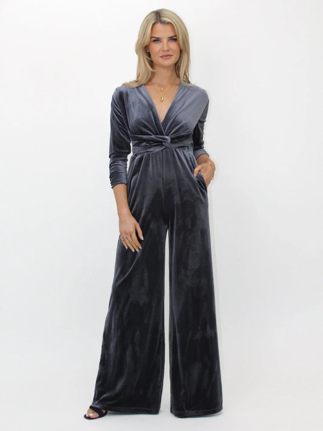 Sophia Velvet Jumpsuit (Grey)