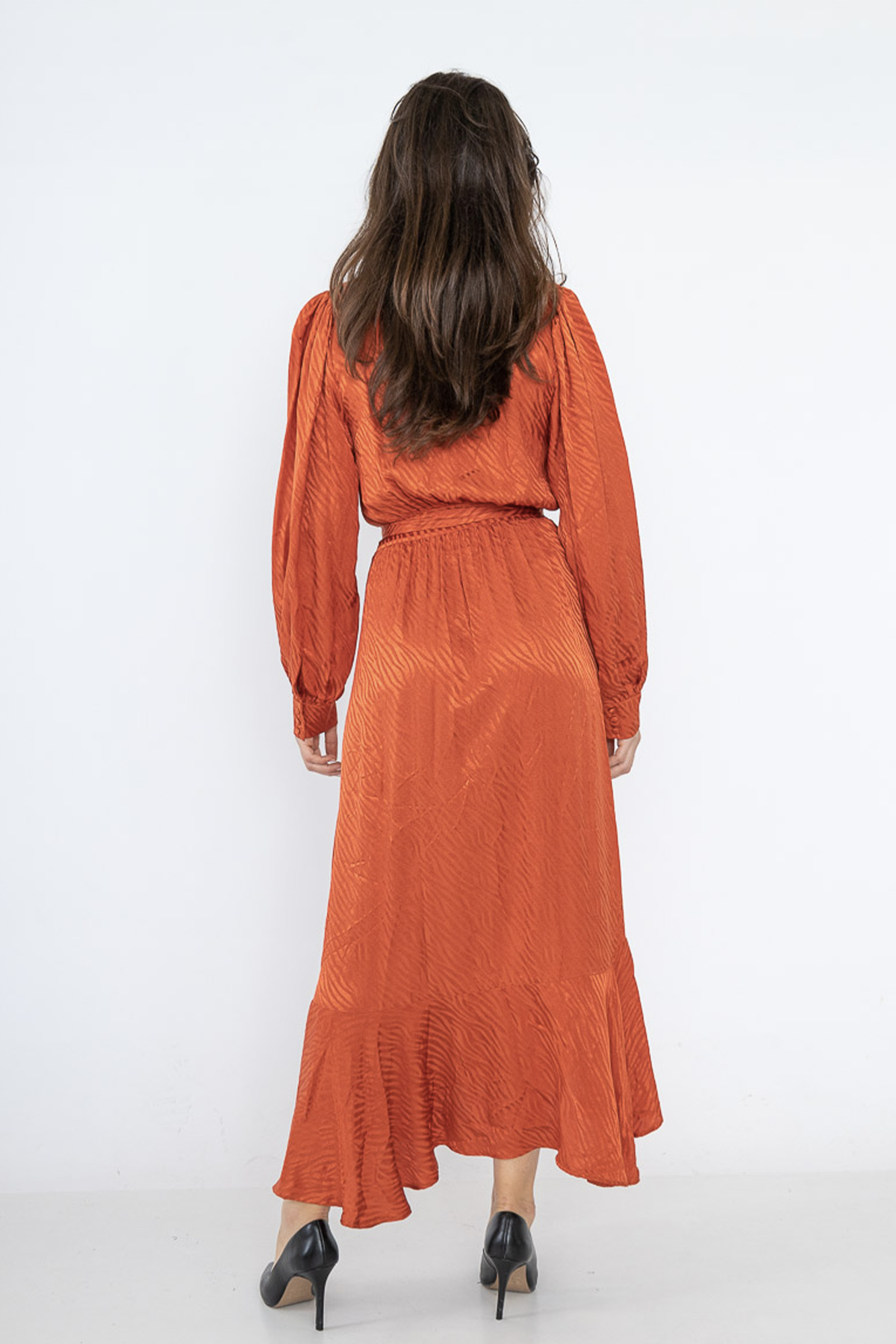 NICOLE LONG WRAP DRESS (RUST)