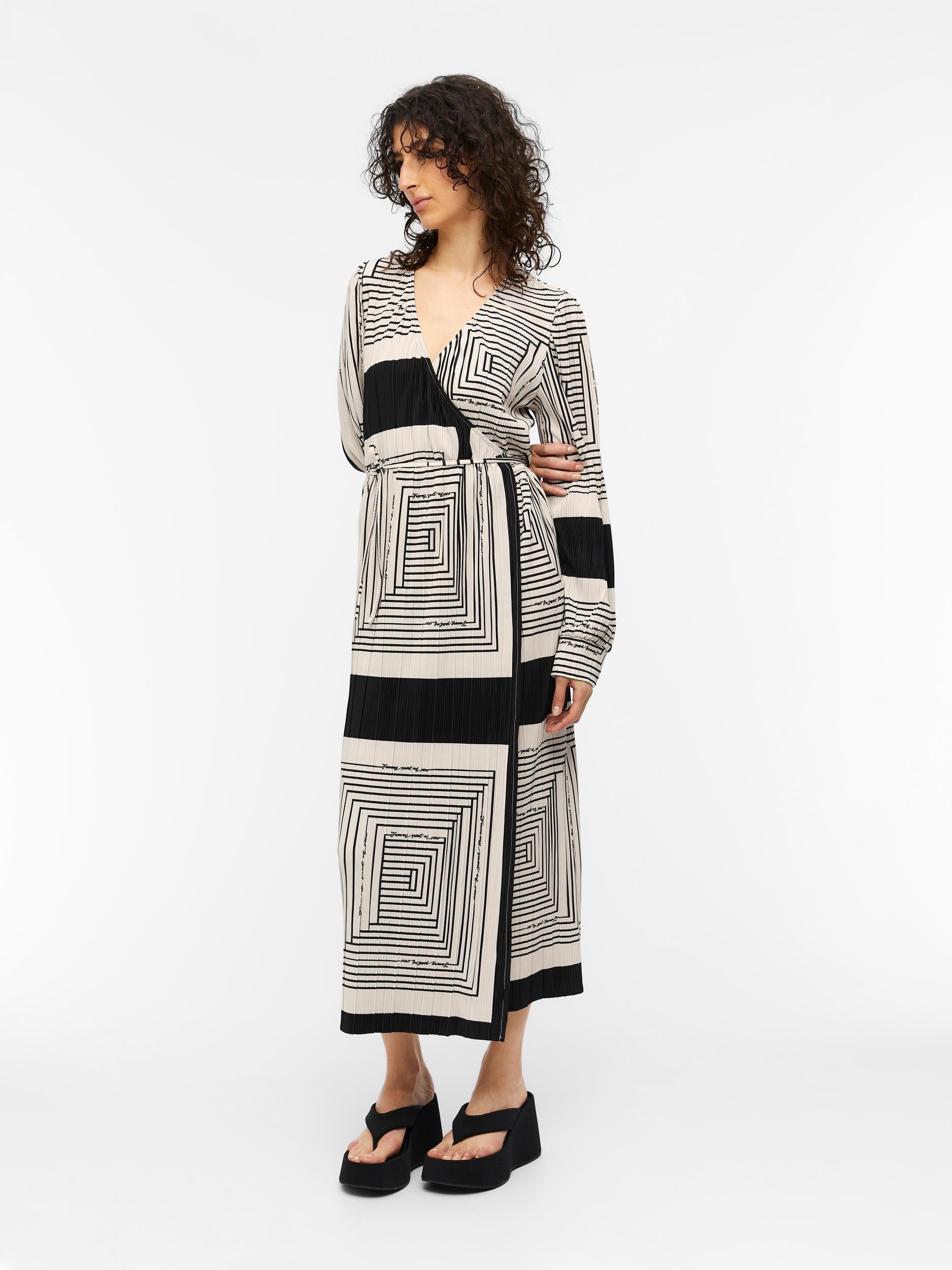 TOBINA WRAP DRESS (BLACK/IVORY)