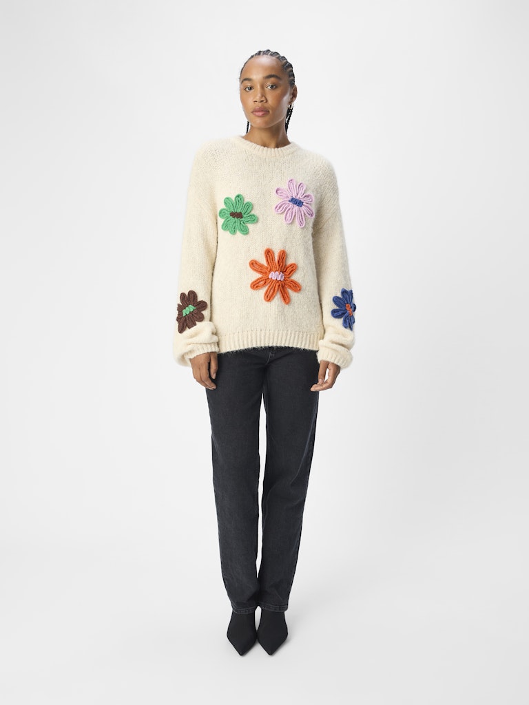 Lania Knit Jumper (Sandshell/Flowers)