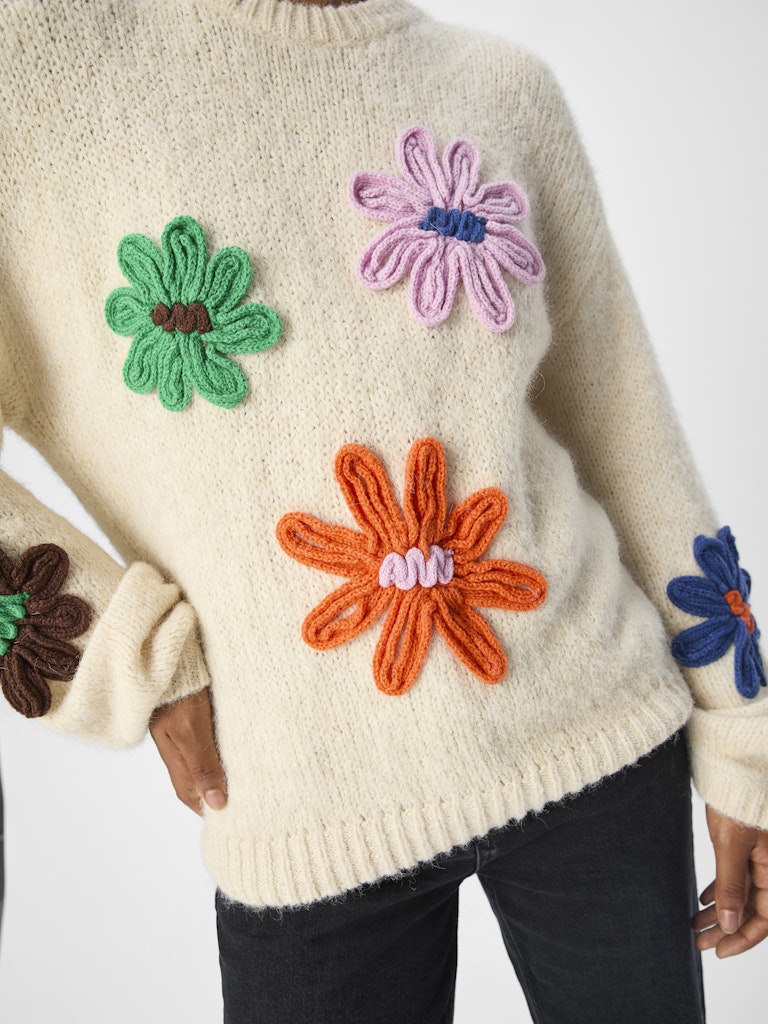 Lania Knit Jumper (Sandshell/Flowers)