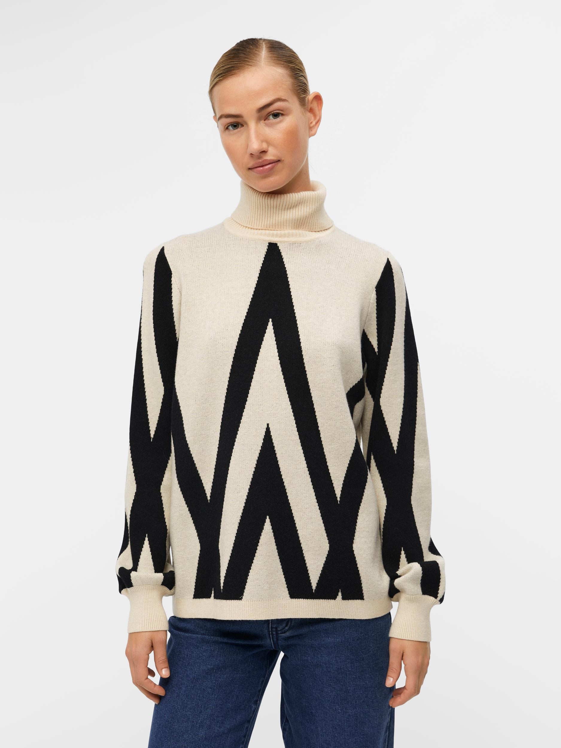 JANETTE ROLL NECK JUMPER (SANDSHELL/ BLACK)