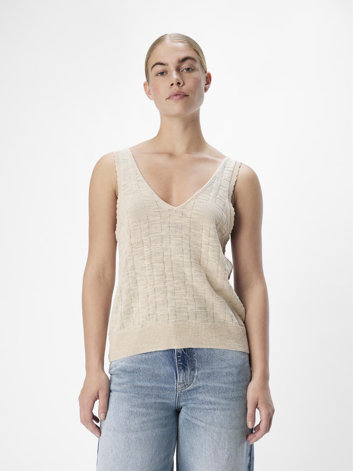 Dimka Sleeveless Knit Top (Sandshell)