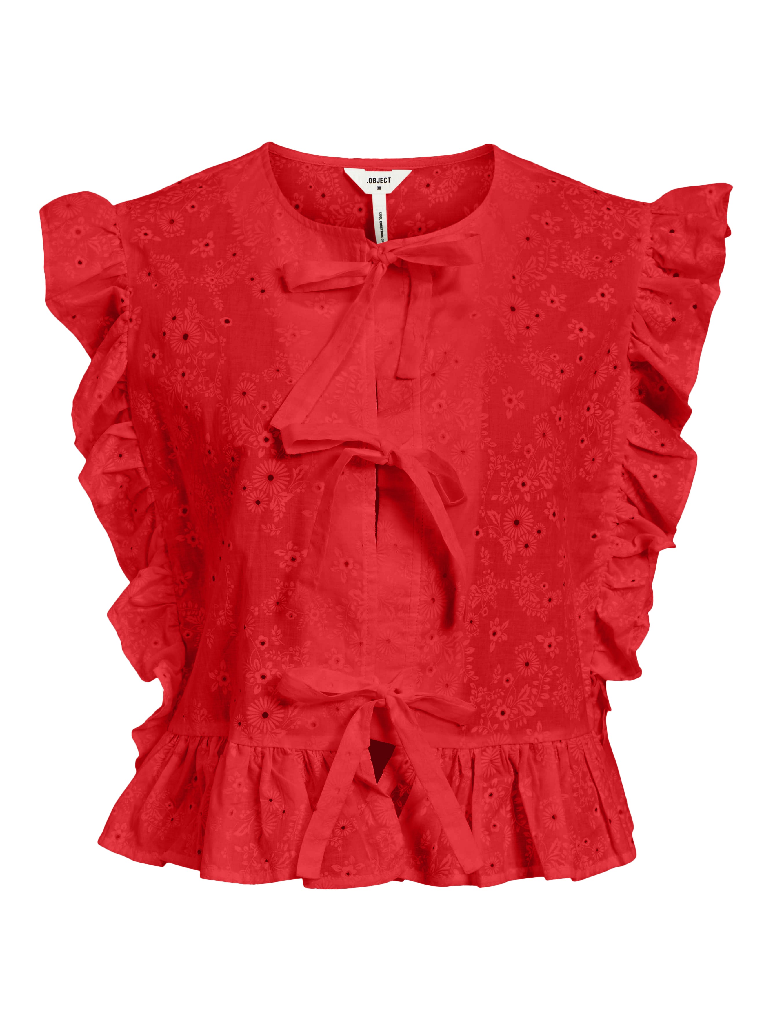 Cilla Sleeveless Ruffle Top (Flame Scarlet)