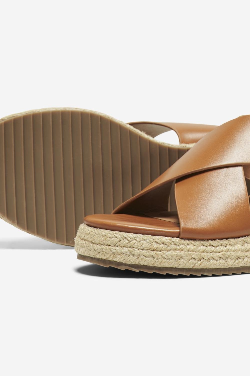 Minerva Cross Strap Espadrille Cognac Love Cherish Sandals