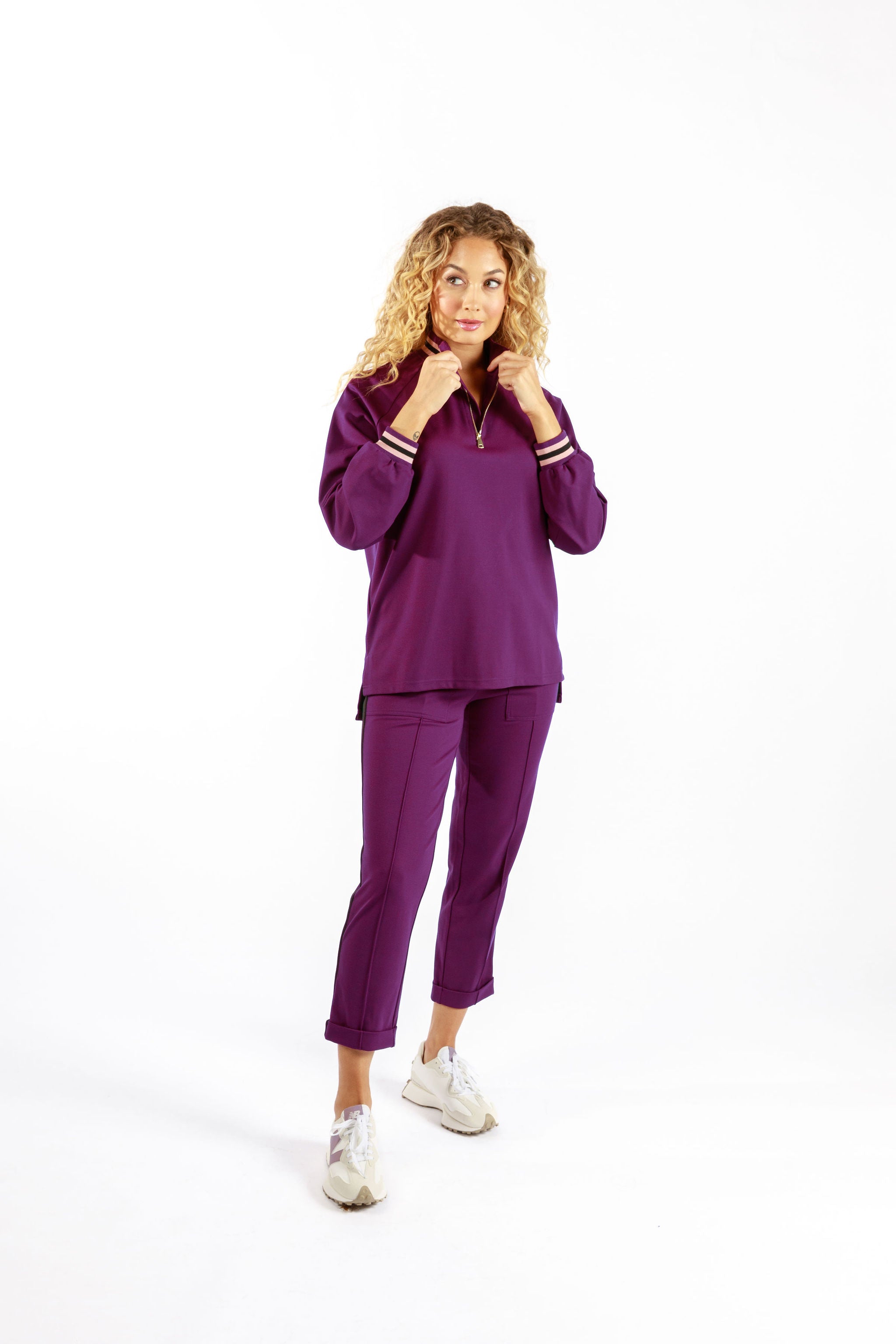 Agate Zip Neck Sweater (Purple)