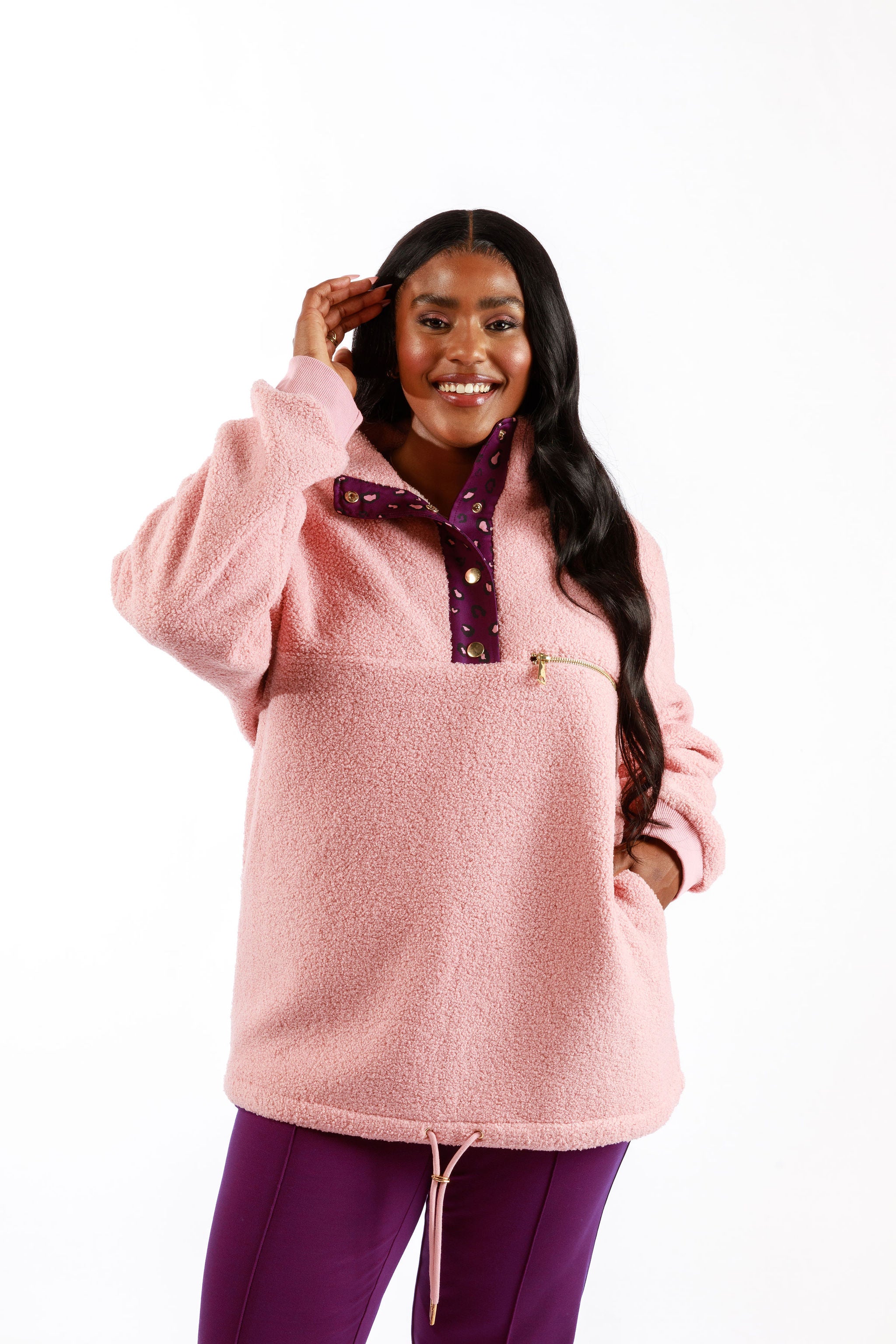 Rose Fleece Jacket (Pink)