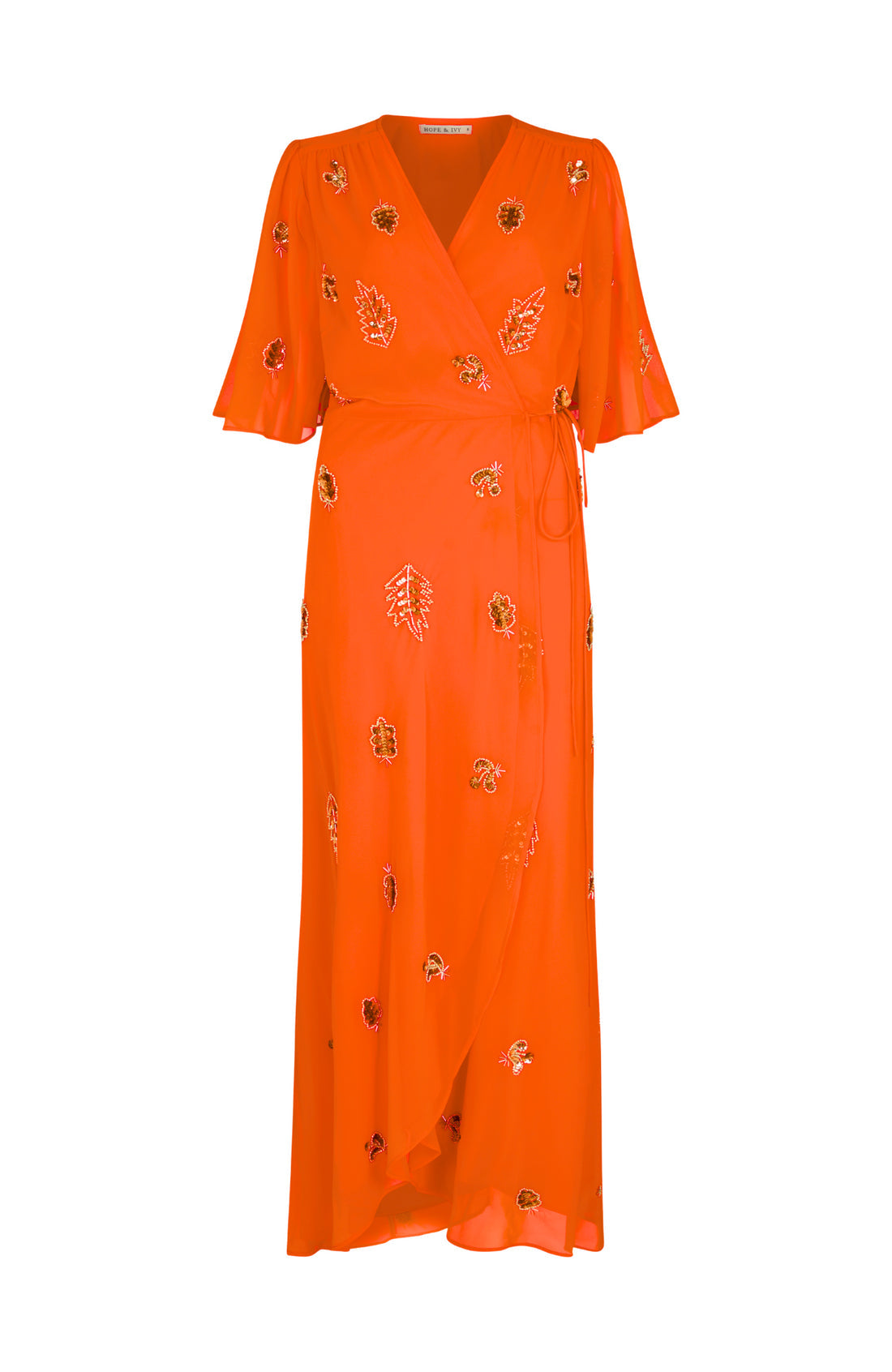 The Alana Embellished Wrap Dress (Orange)