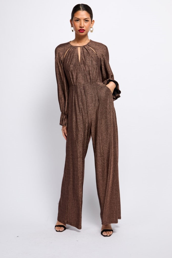 Brona Jumpsuit (Brown Metallic)