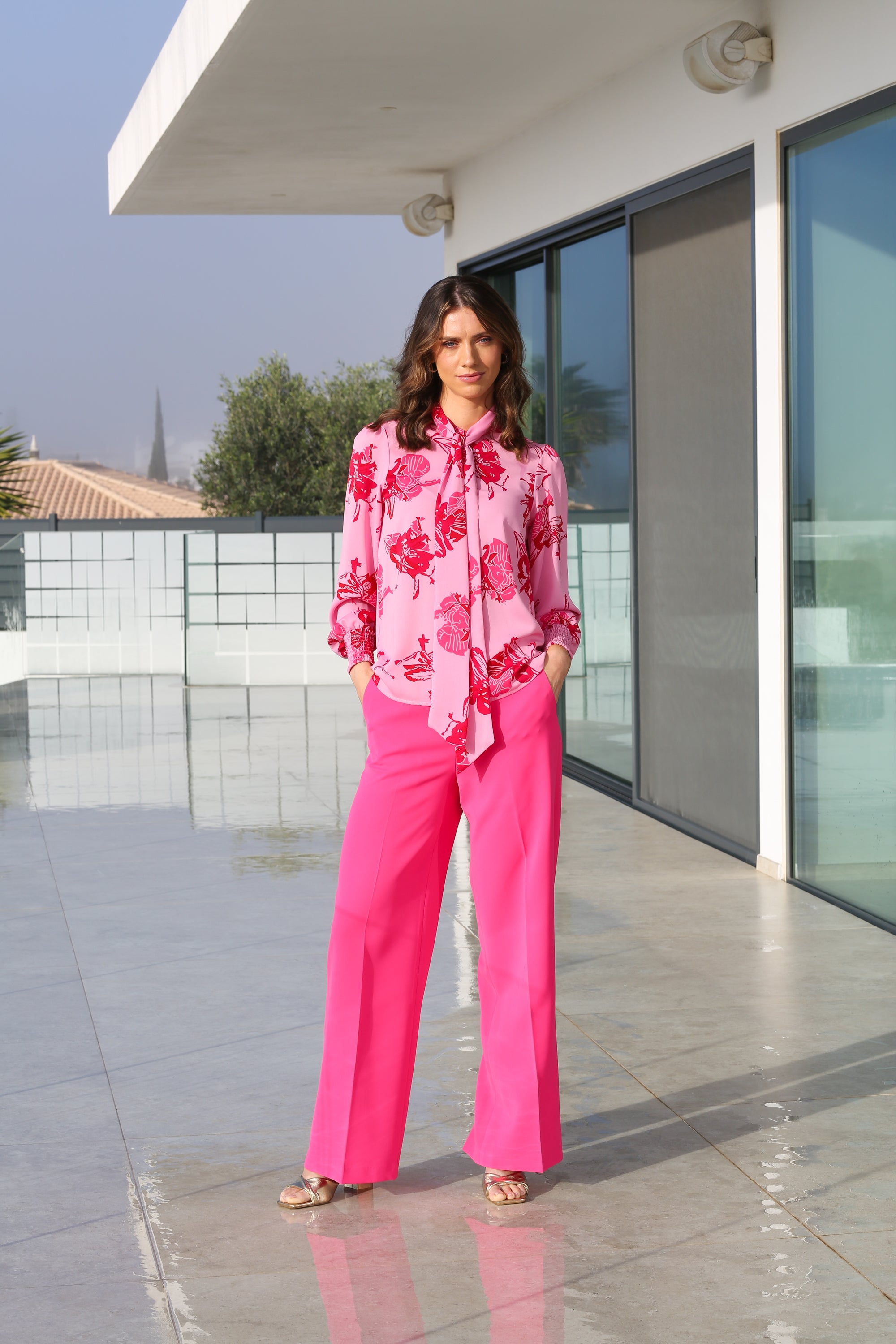 Isabel Wide Leg Trousers Short (Candy Pink)