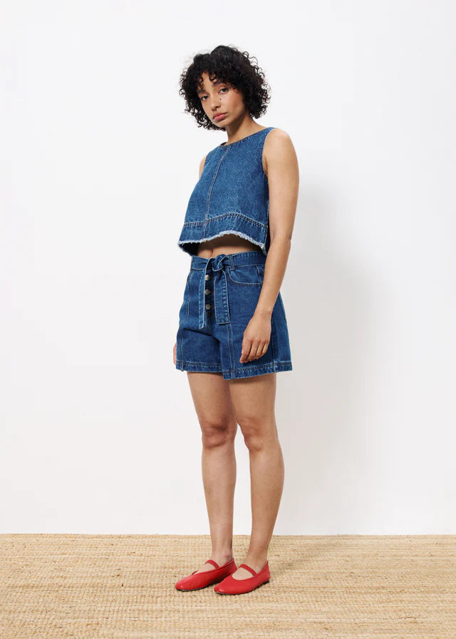 Dafne Denim Crop Top (Blue Jean)