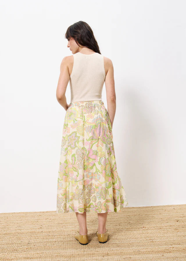 Indrany Midi Skirt (Beige/Pastel)