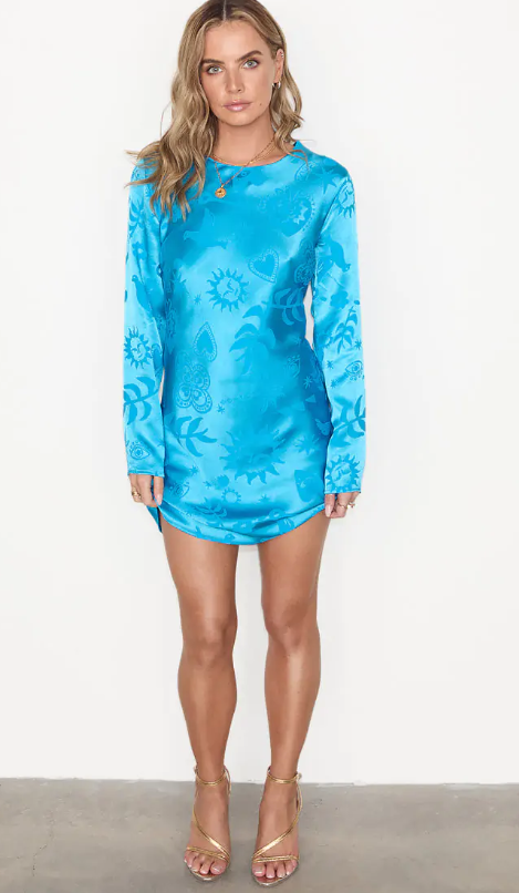 Turquoise Sundazed Summer Mini Soho Dress (Blue)