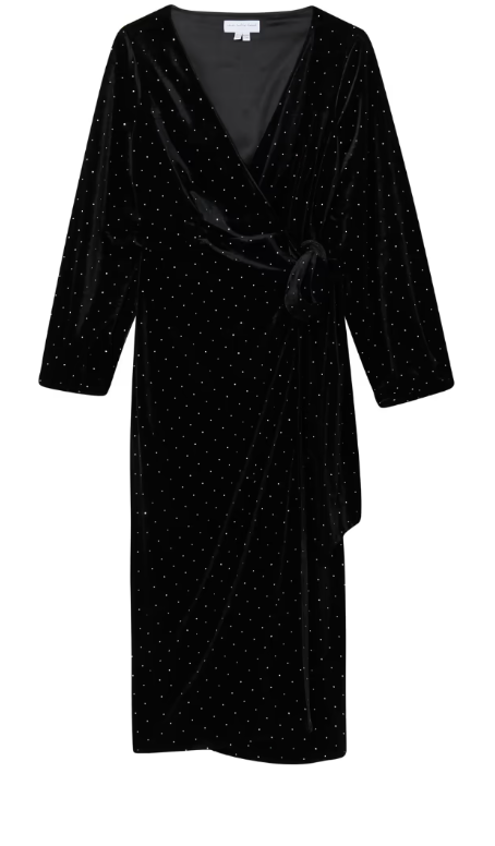 Vienna Velvet Midi Dress (Black)