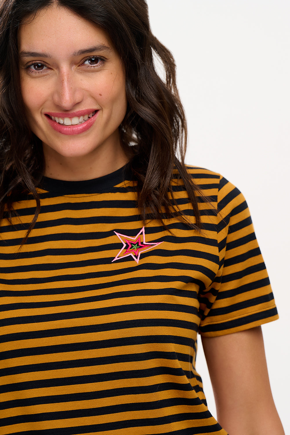 Maggie T-Shirt (Black/Tan, Star Explosion)