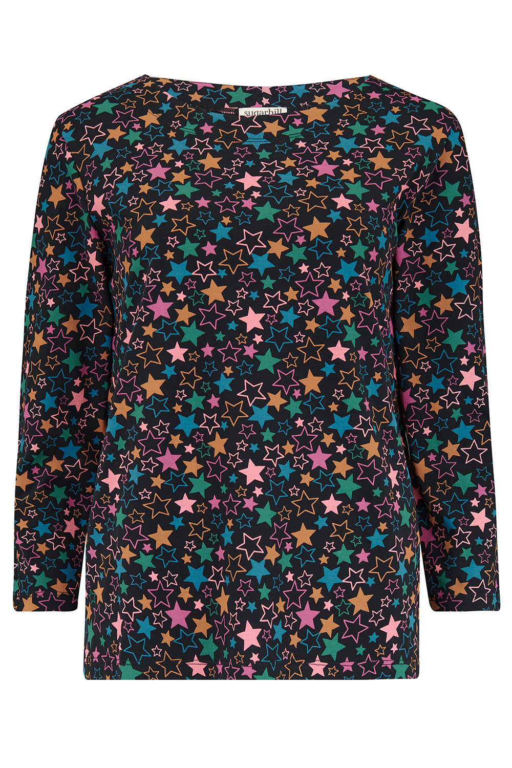 Noor Jersey Top (Black, Multi Star Cluster)