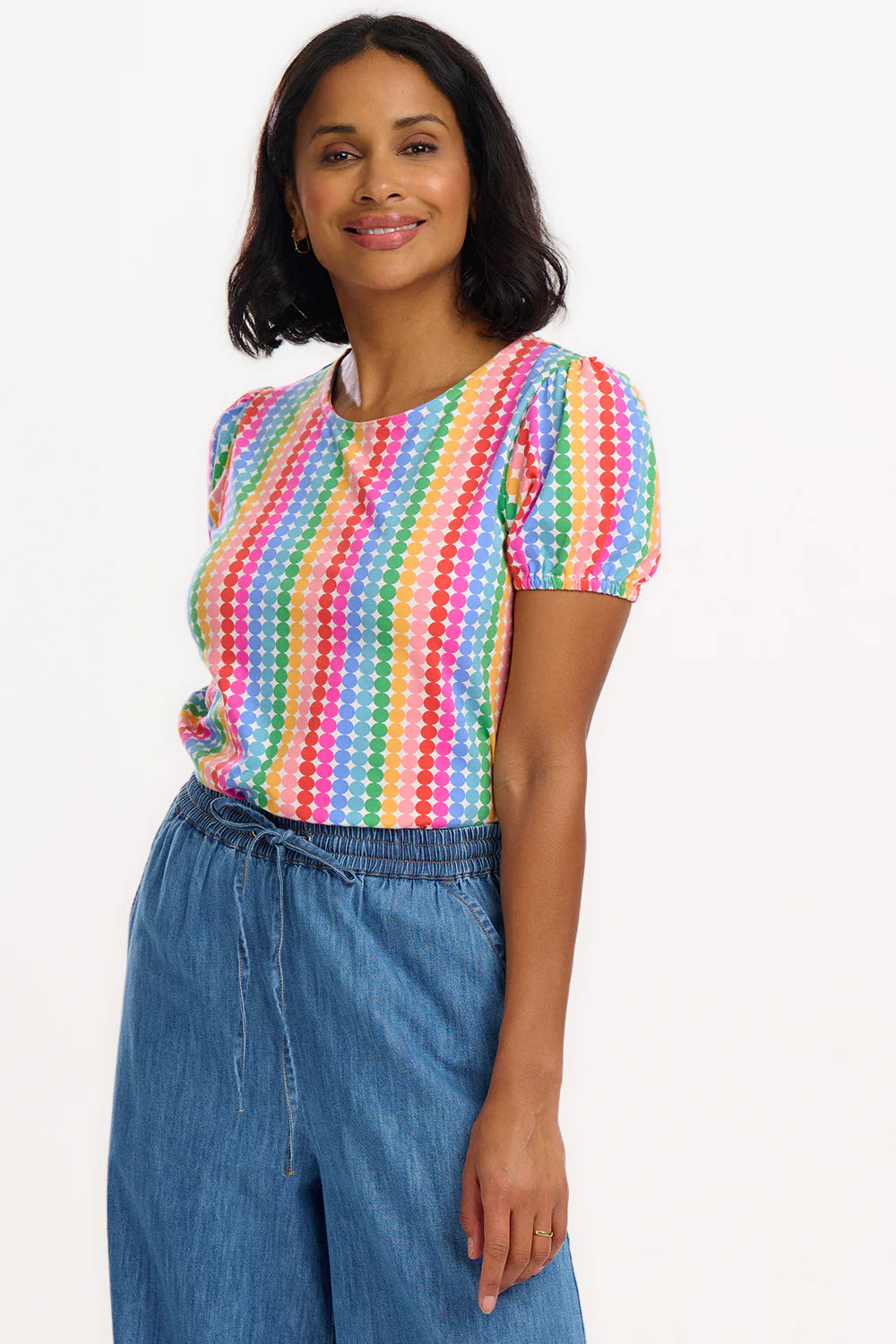 Lexley Jersey Top (Multi/Rainbow Circles)