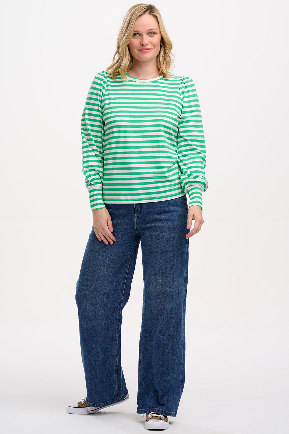 Griselda Jersey Top (Green/Off-White Stripe)