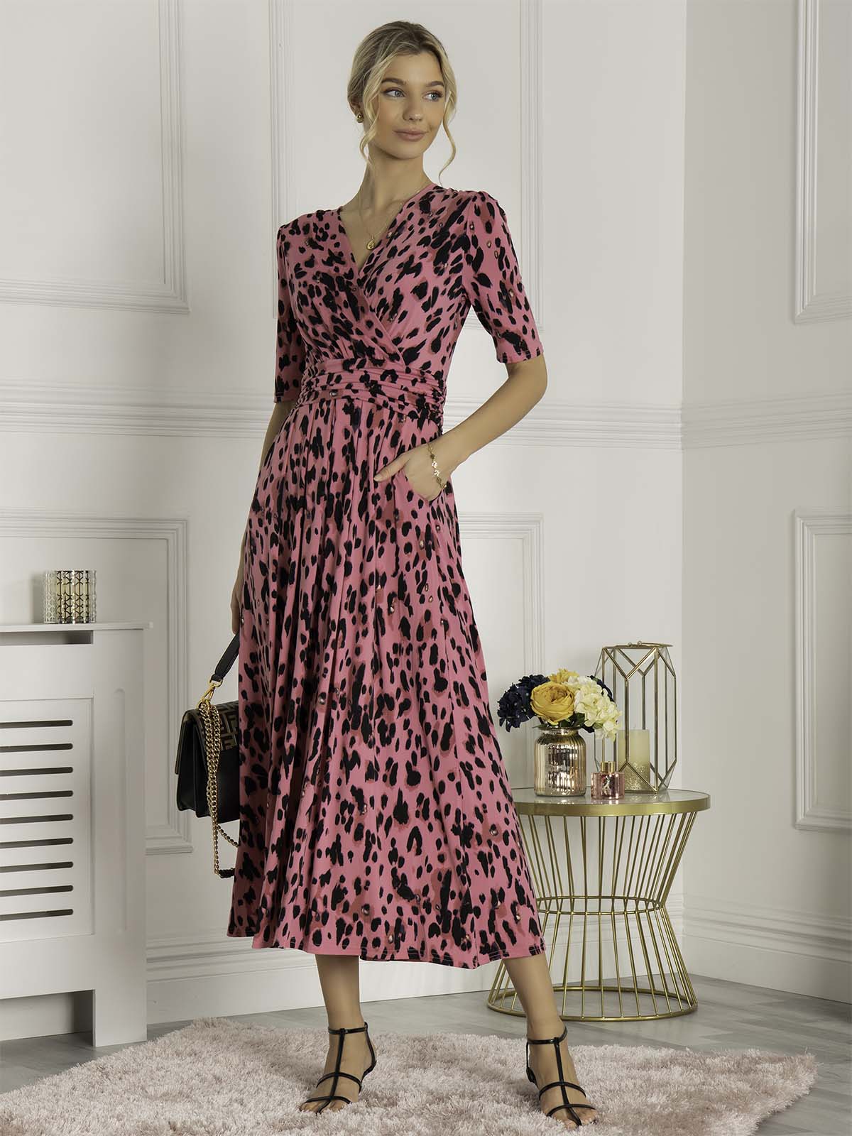 Pink animal 2025 print maxi dress