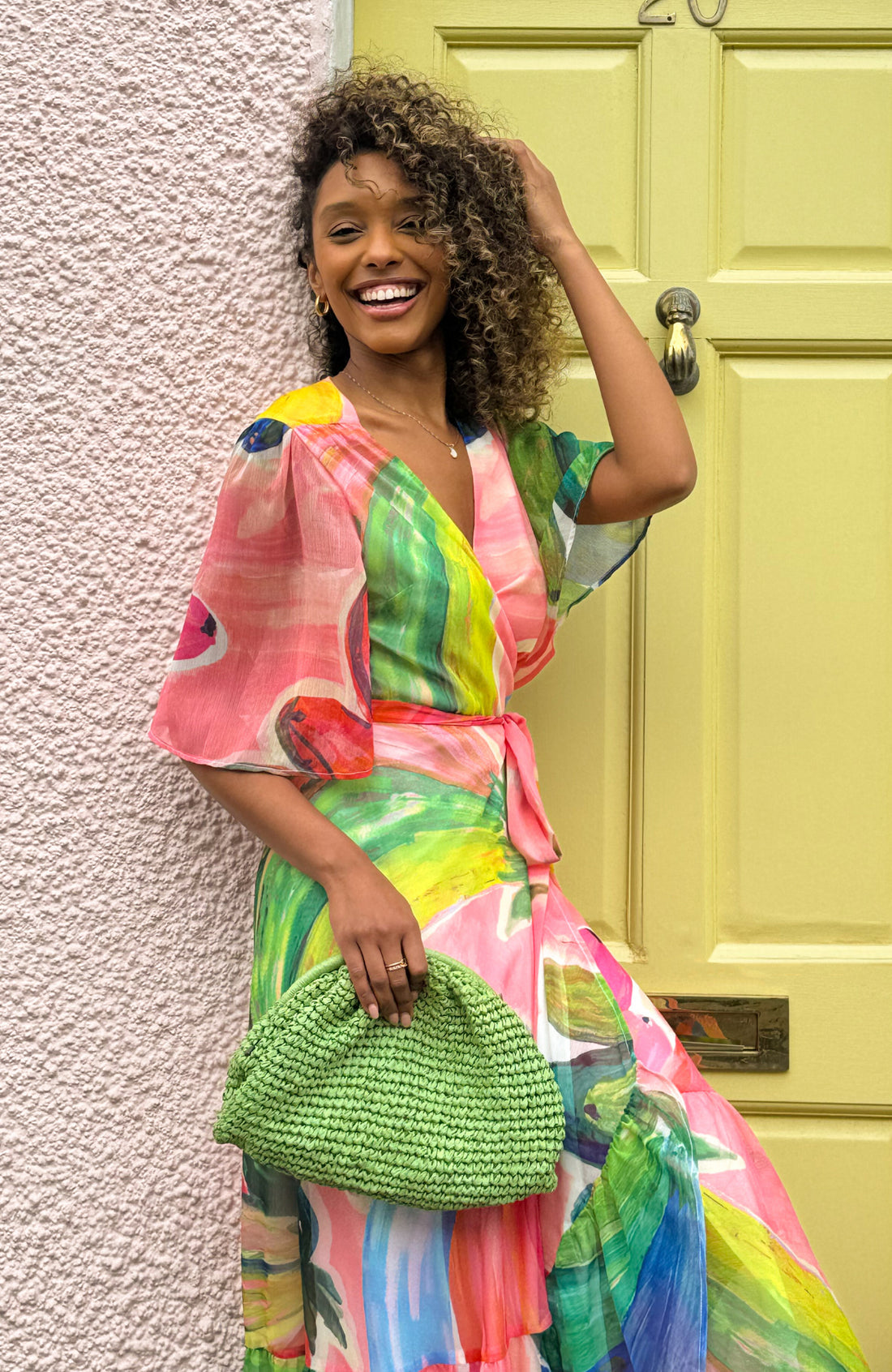 The Cezanne Flutter Sleeve Maxi Wrap Dress (Multi)