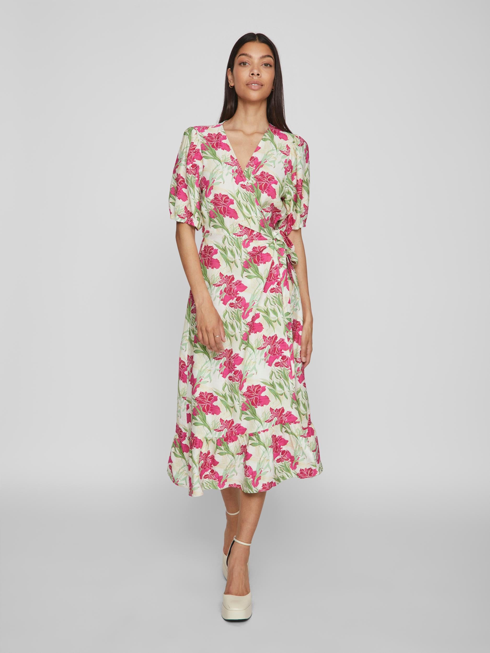 MACY 2/4 MIDI DRESS (BIRCH/PINK FLOWER)